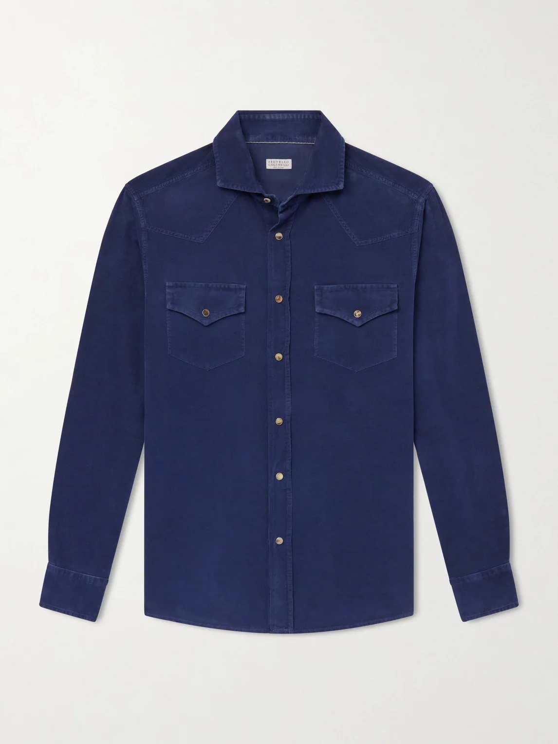 Cutaway-Collar Cotton-Corduroy Western Shirt - 1