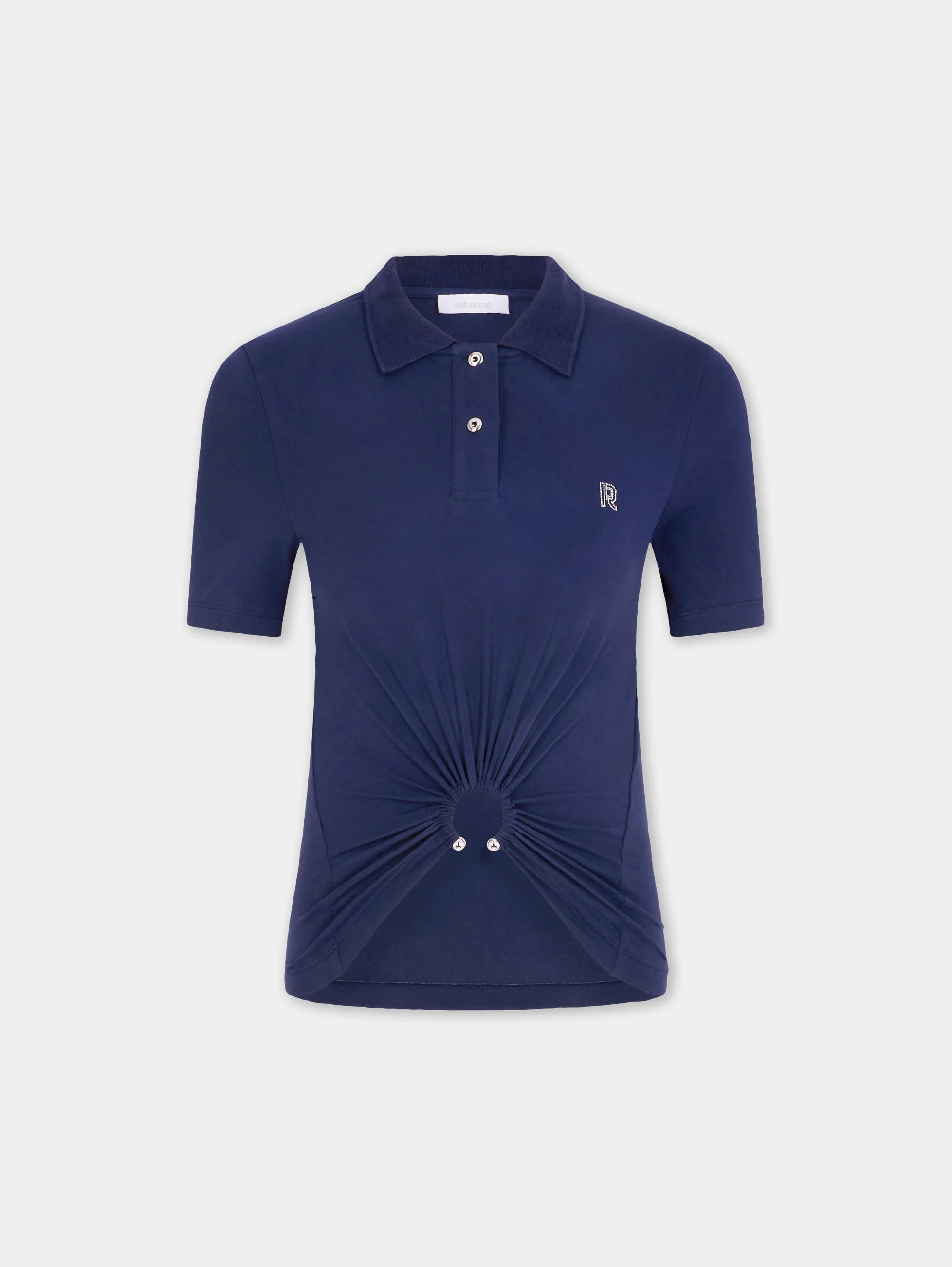 NAVY BLUE PIERCING TOP IN COTTON JERSEY - 1