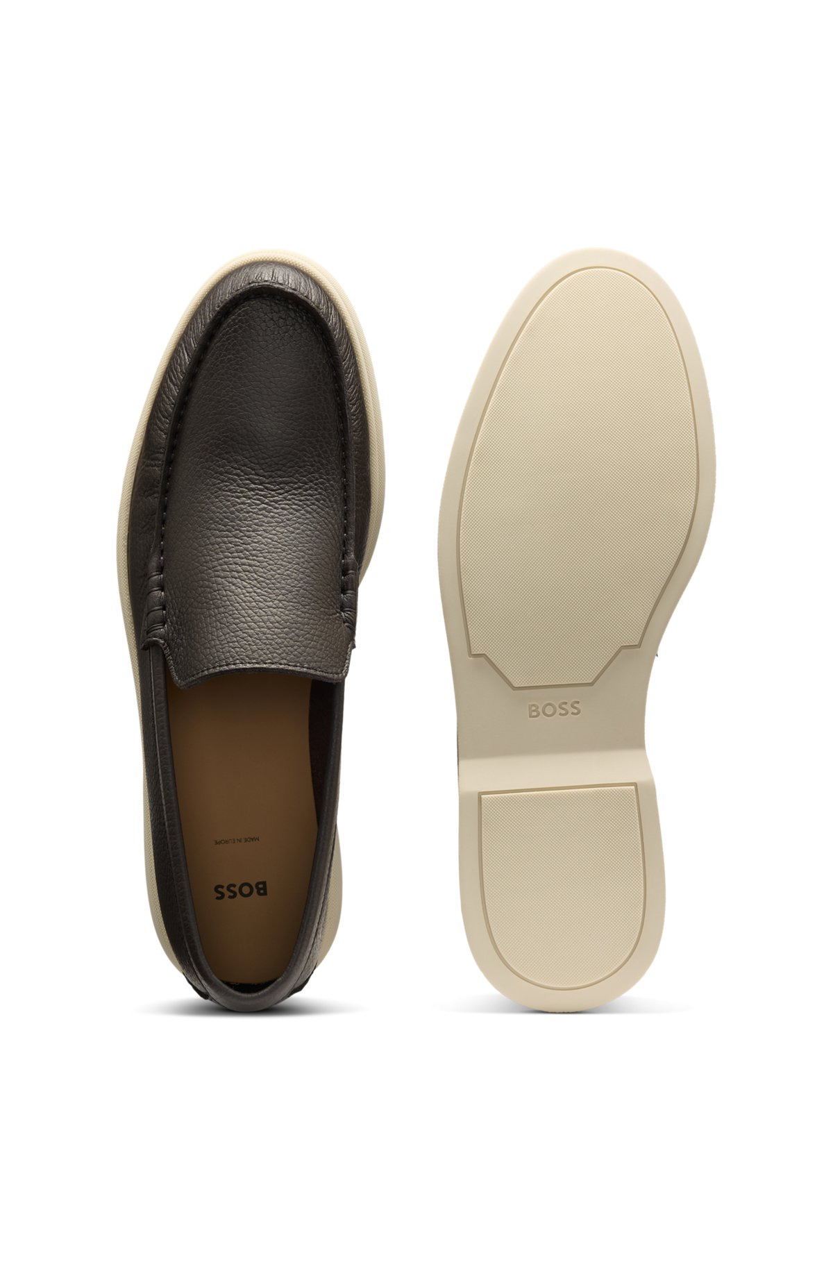 TUMBLED-LEATHER MOCCASINS WITH LOGO DETAIL - 4