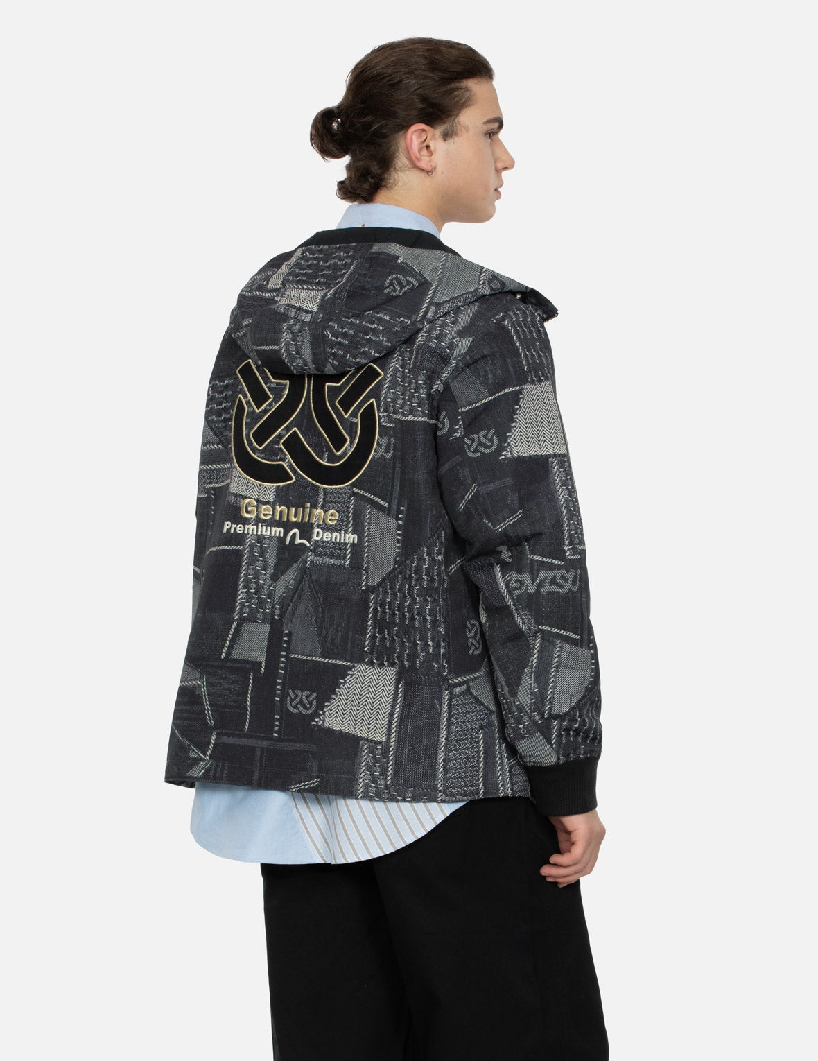 WHEEL OF WISDOM AND SEAGULL EMBROIDERY REGULAR FIT DENIM JACKET - 8