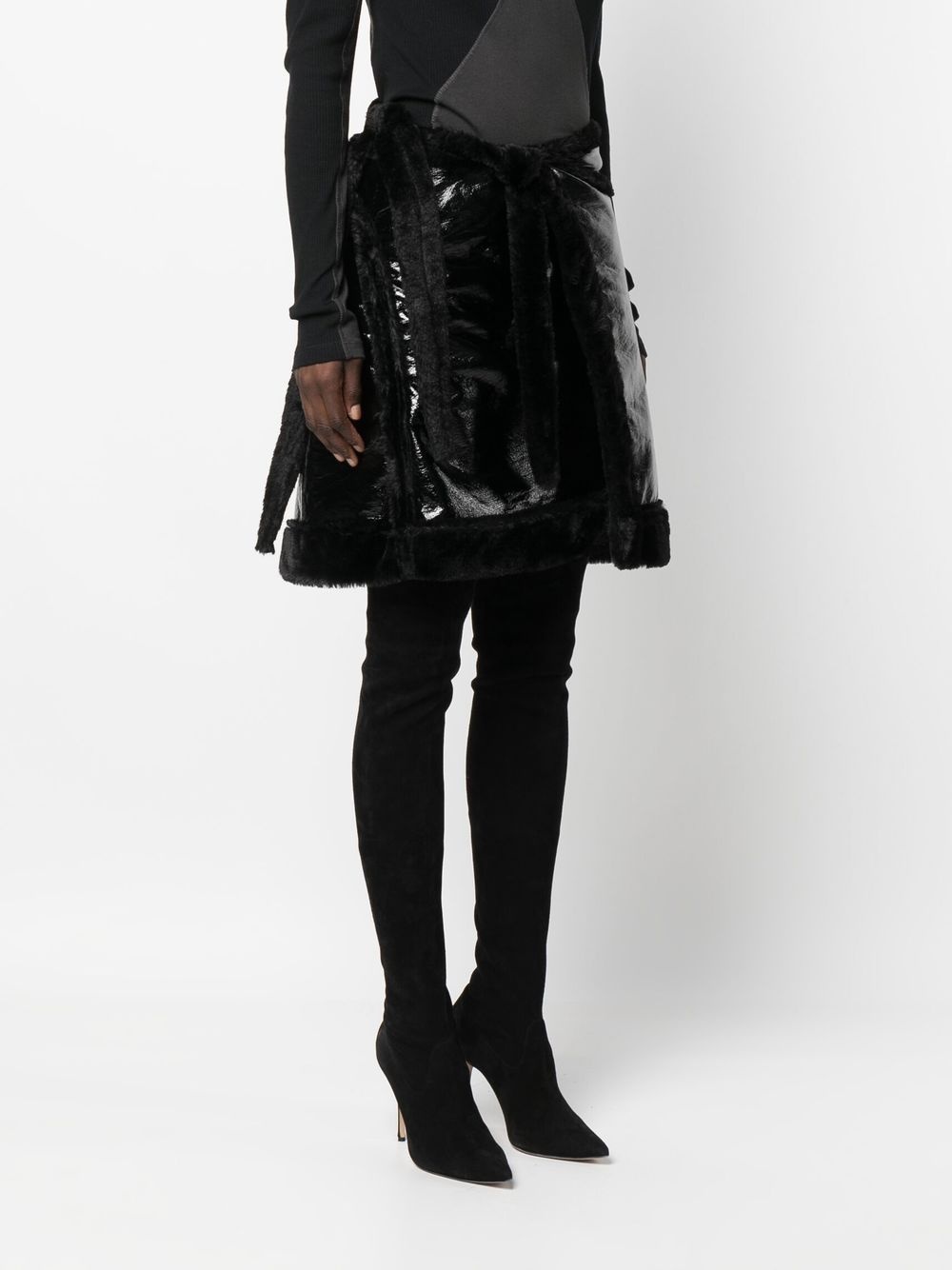 patent-finish A-line skirt - 3