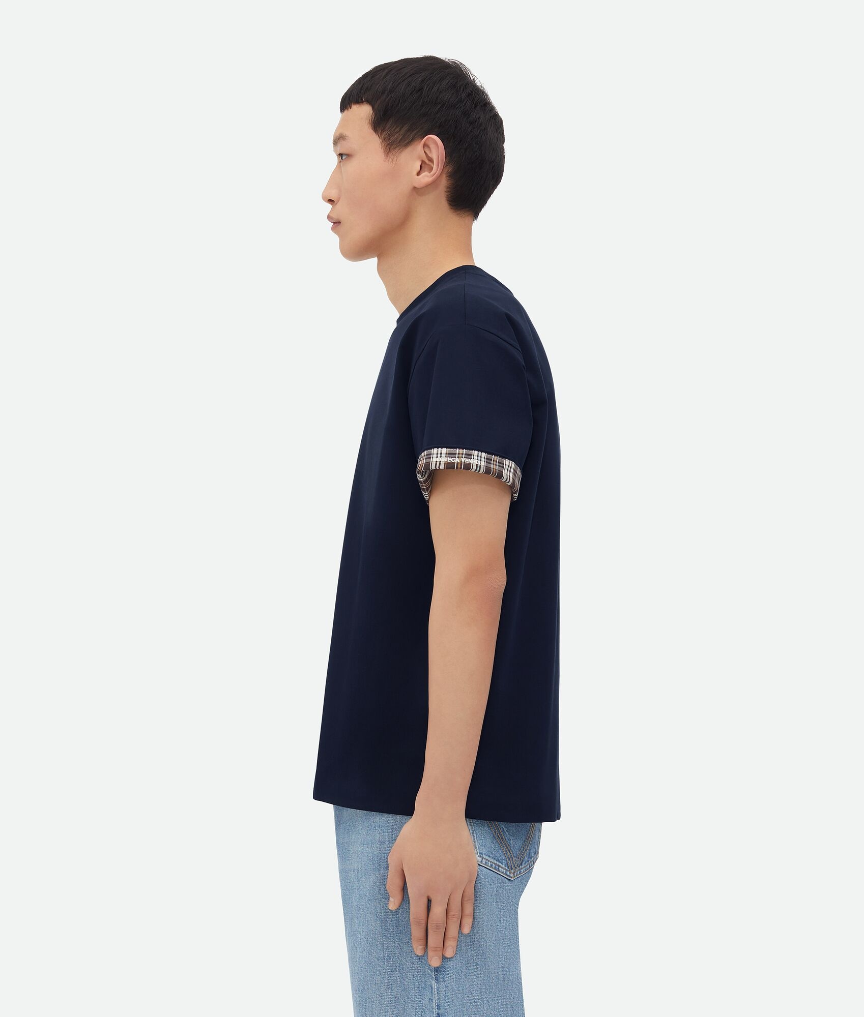 Double Layer Checked Cotton T-Shirt - 2