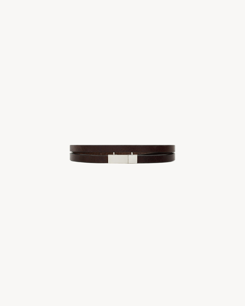 SAINT LAURENT CASSANDRE DOUBLE-WRAP BRACELET IN LEATHER outlook