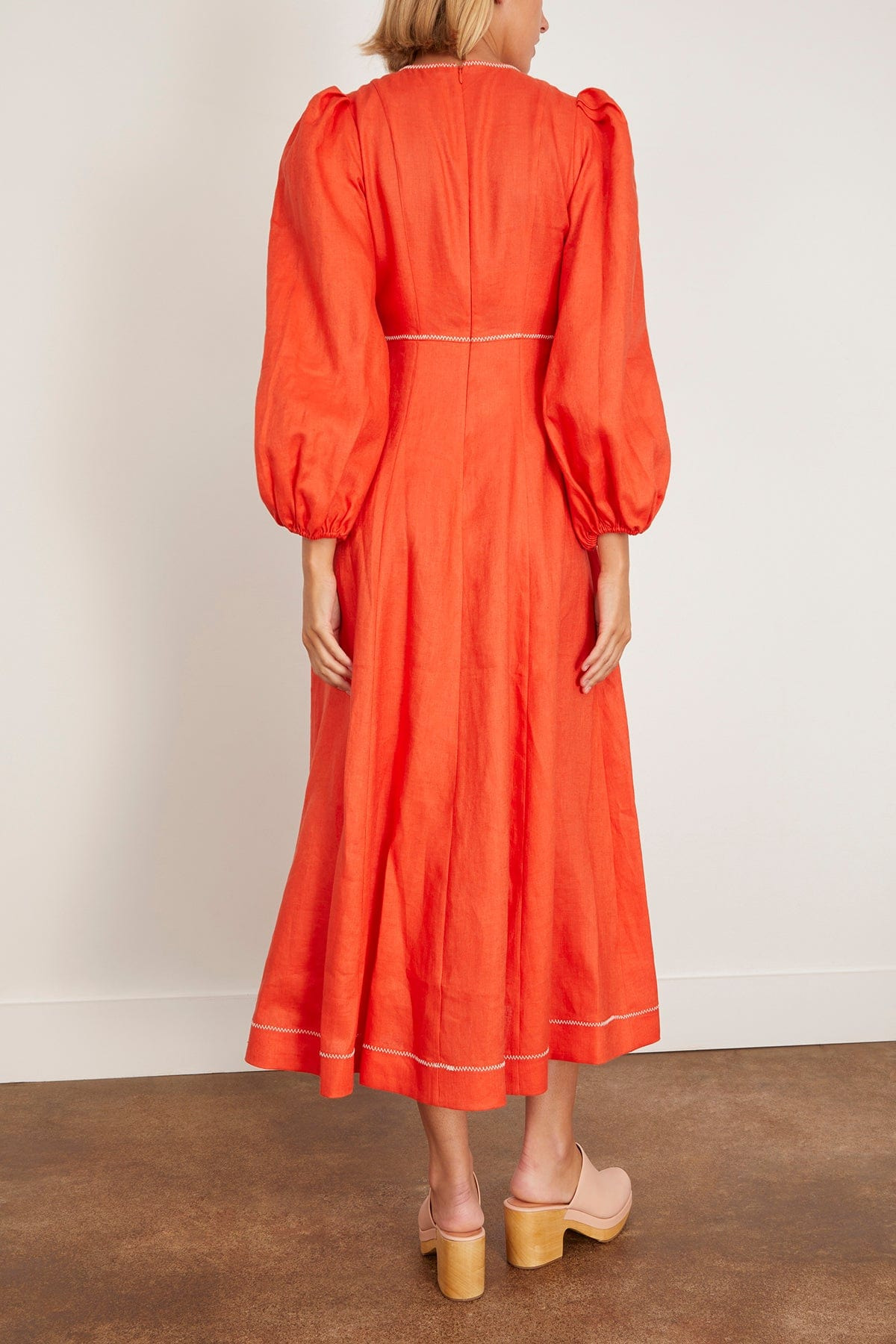 Contessa Long Sleeve Midi Dress in Tomato - 4