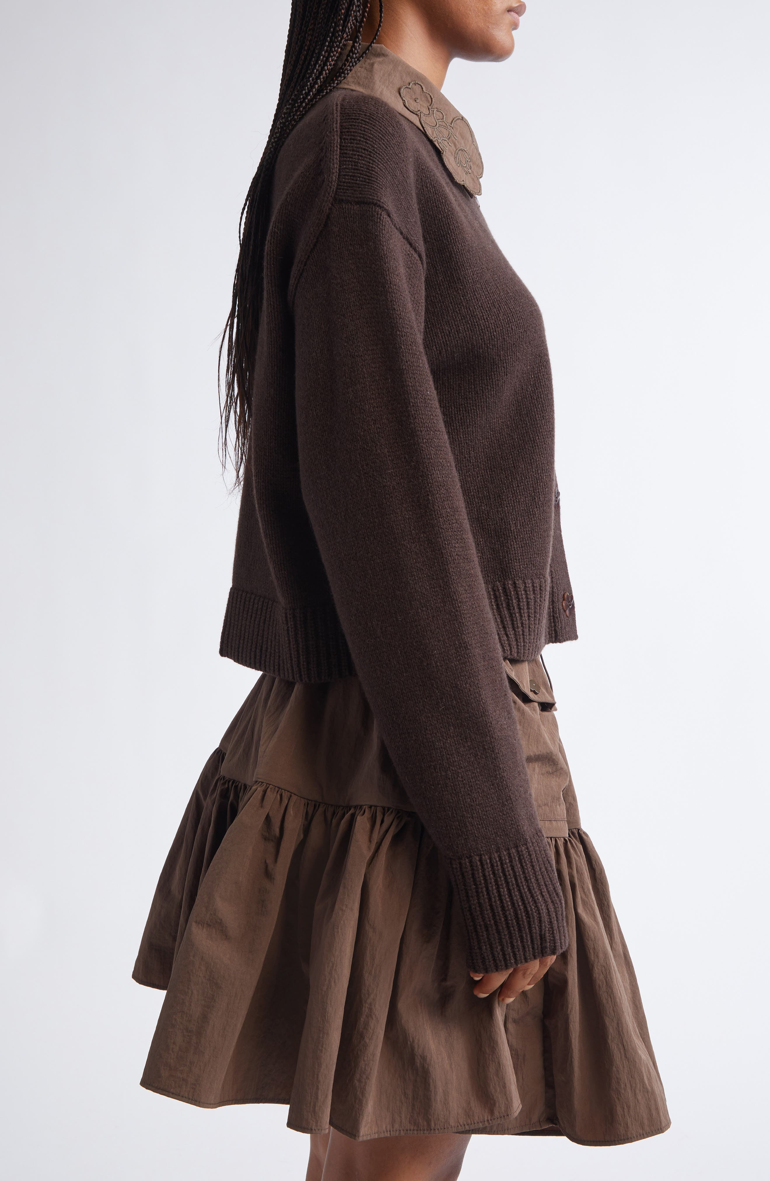 Cecilie Bahnsen Bibi Recycled Cashmere & Wool Cardigan in Brown at Nordstrom - 4