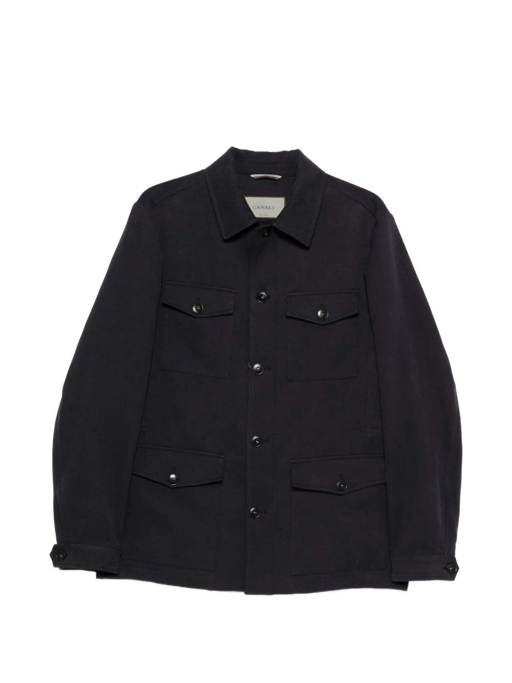 flap-pockets linen shirt jacket - 1