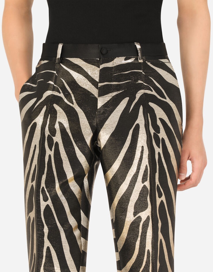 Zebra-print satin lamé pants - 4