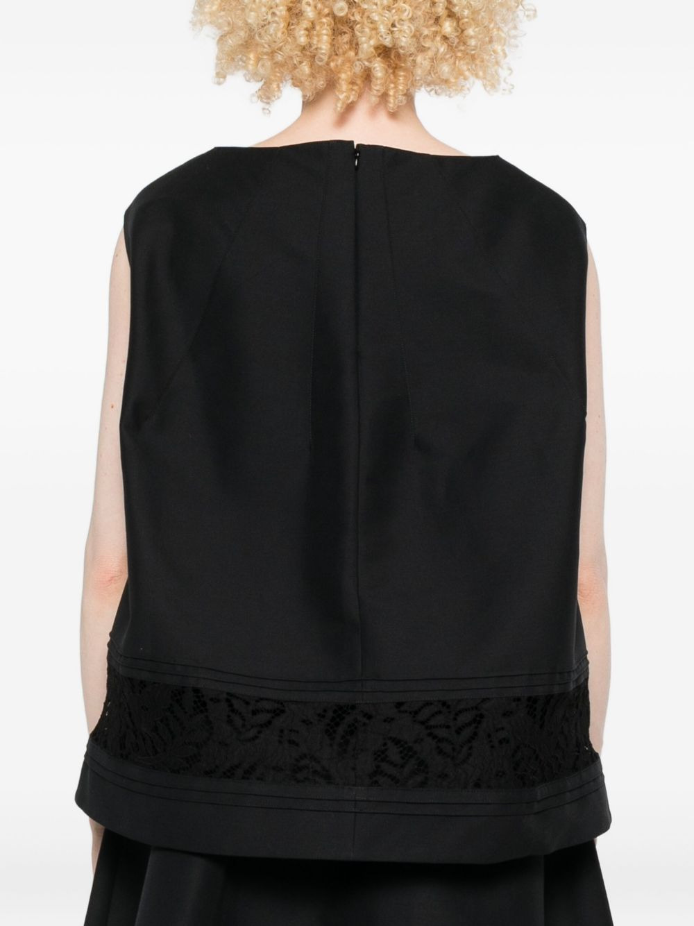 lace-insert sleeveless blouse - 4
