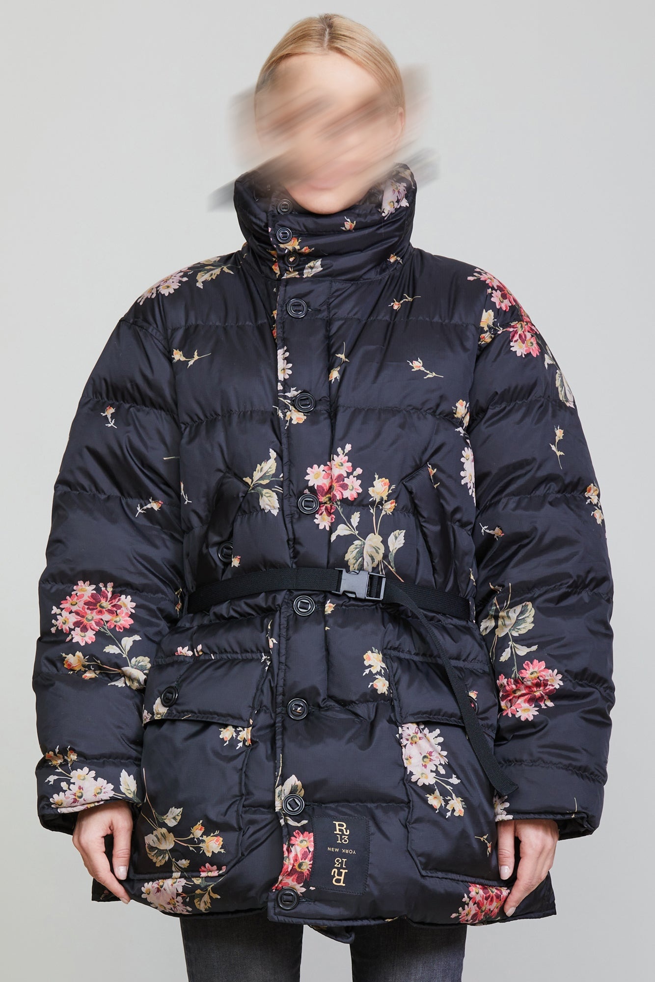 UPSIDE-DOWN COAT - FLORAL ON BLACK - 5