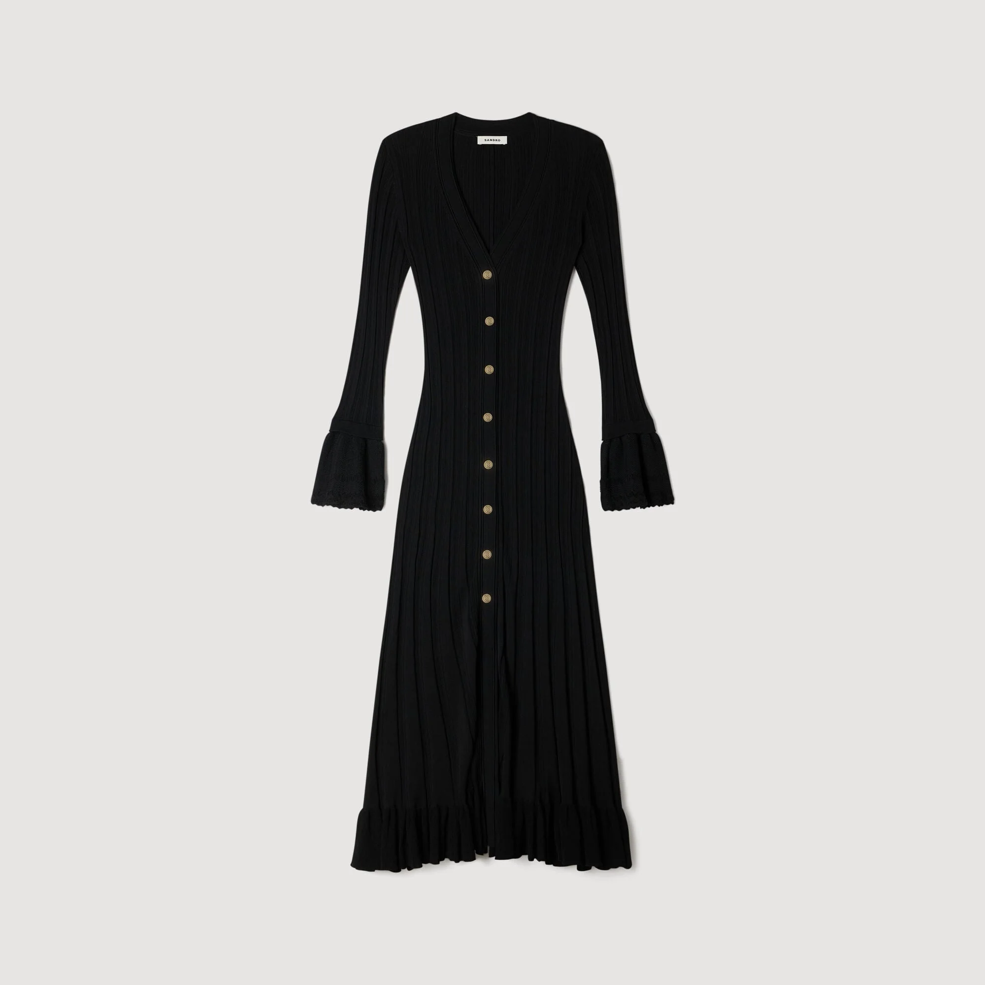 KNIT MAXI DRESS WITH RUFFLE - 1