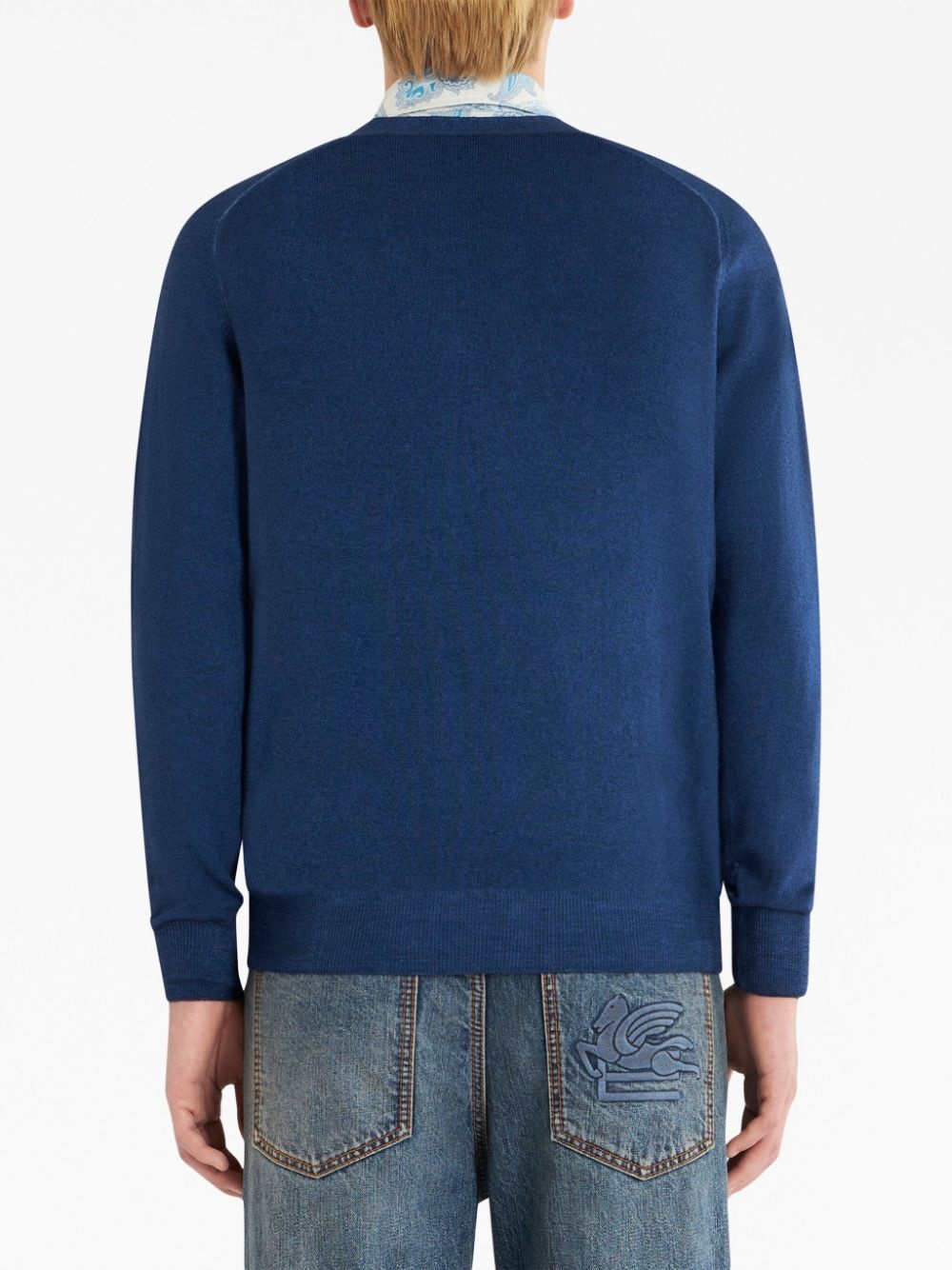 logo-embroidered virgin-wool cardigan - 3