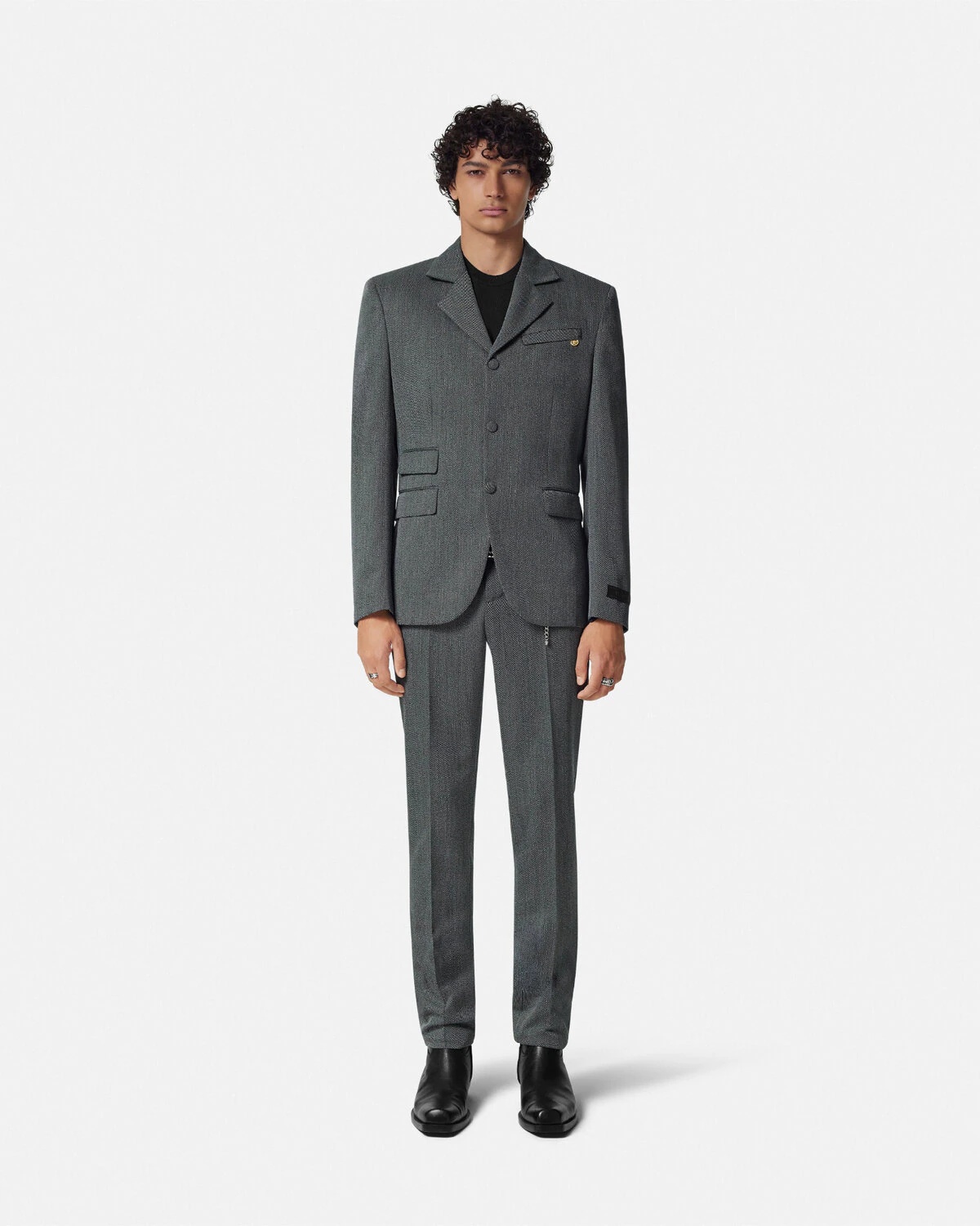 Wool Mouliné Single-Breasted Blazer - 2