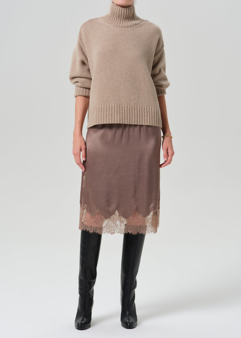 Lace Trimmed Skirt In Cocoa - 1