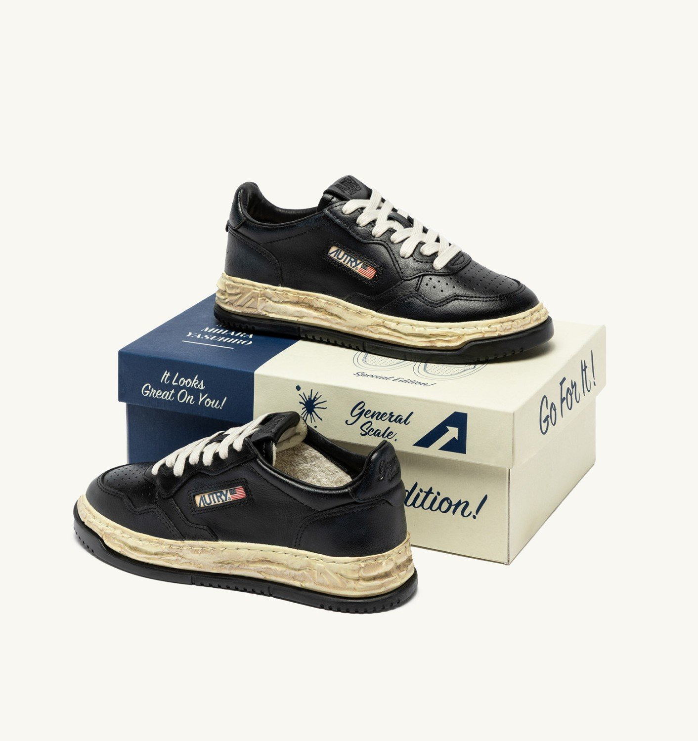 MEDALIST LOW SUPER VINTAGE 'Autry x Maison MIHARA YASUHIRO General Scale.' SNEAKERS IN BLACK LEATHER - 8