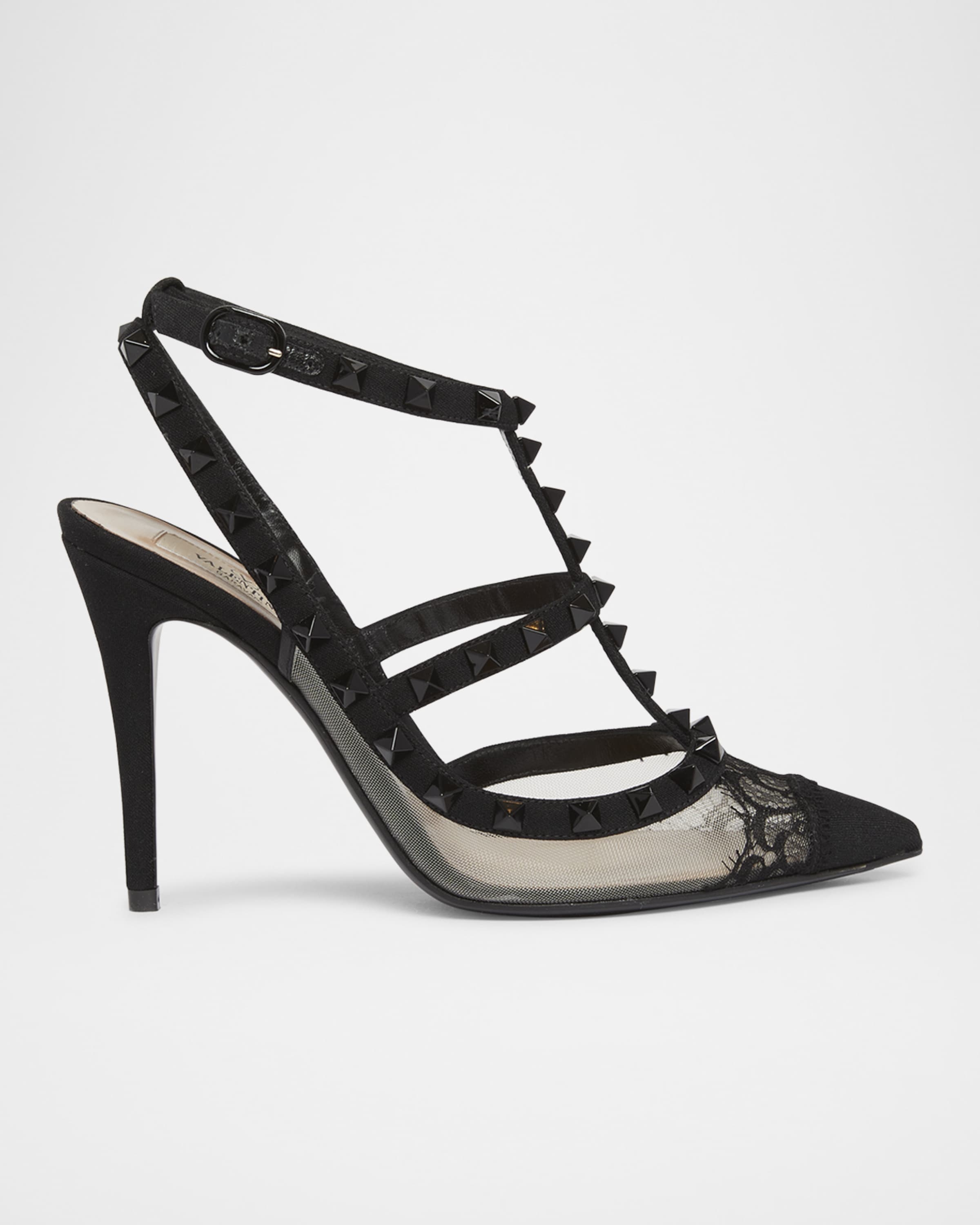 Rockstud Lace T-Strap Pumps - 1