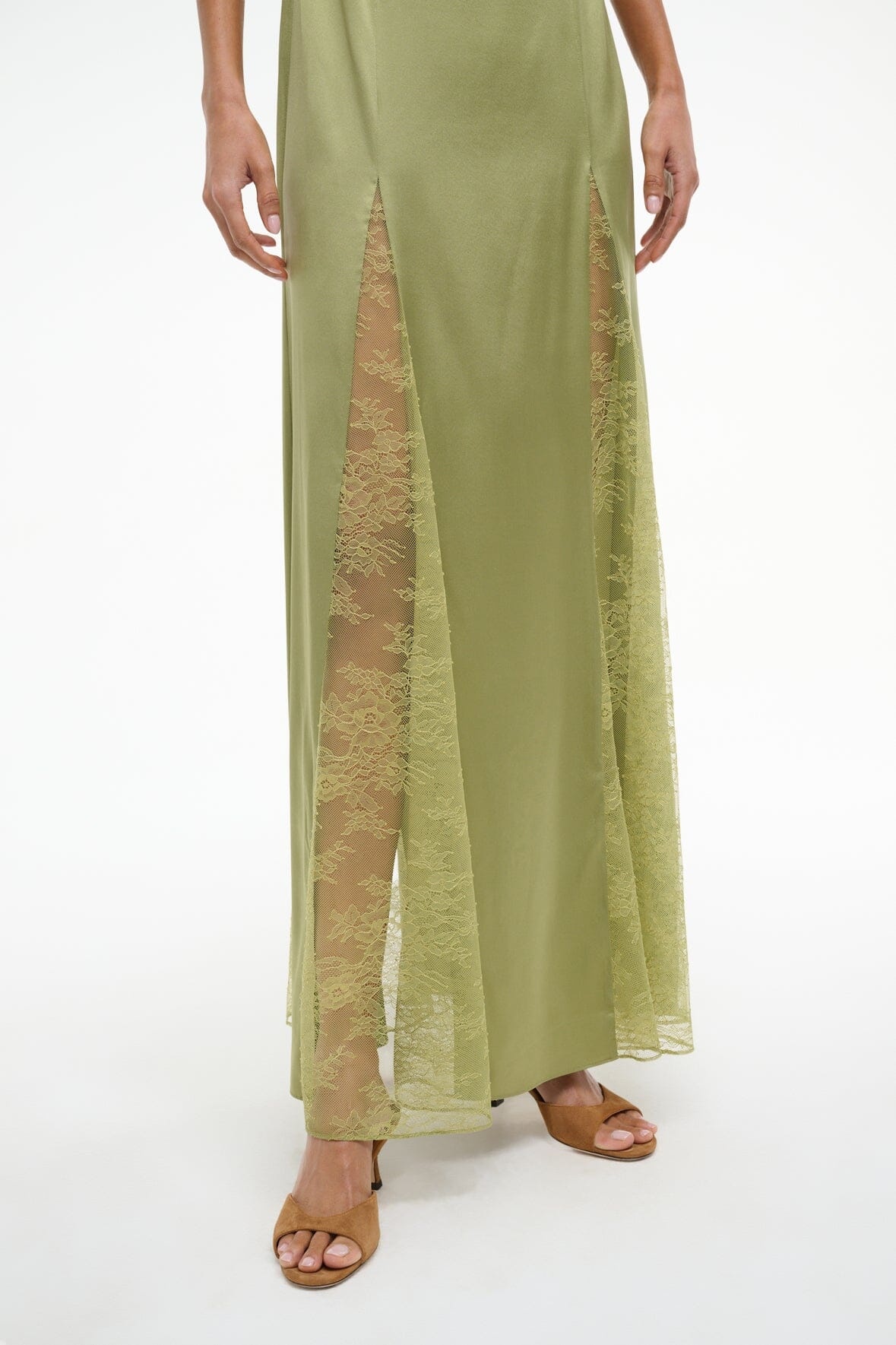 STAUD TRINITY SILK DRESS MOSS - 4