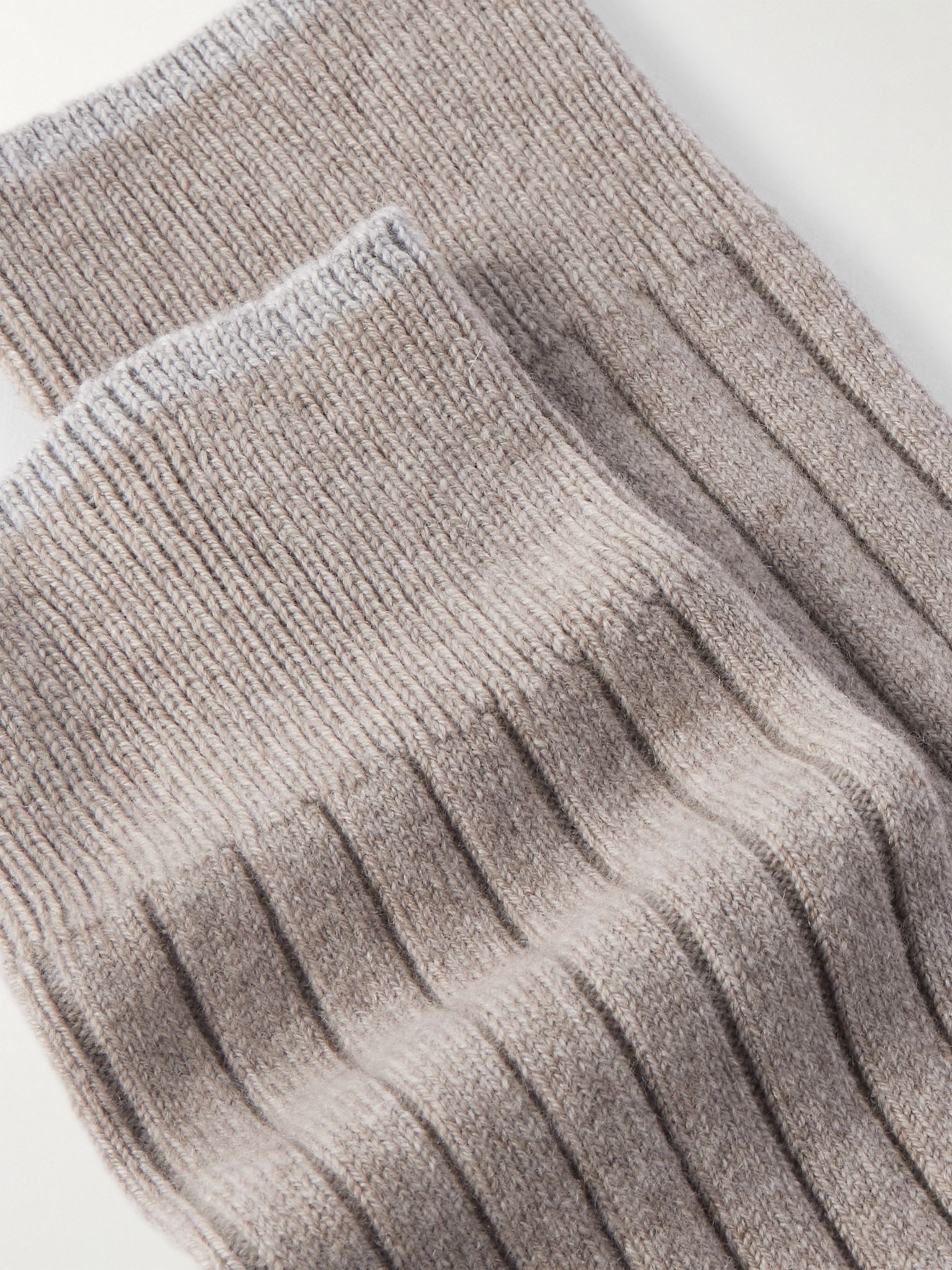 Ribbed Virgin Wool-Blend Socks Brown - 2