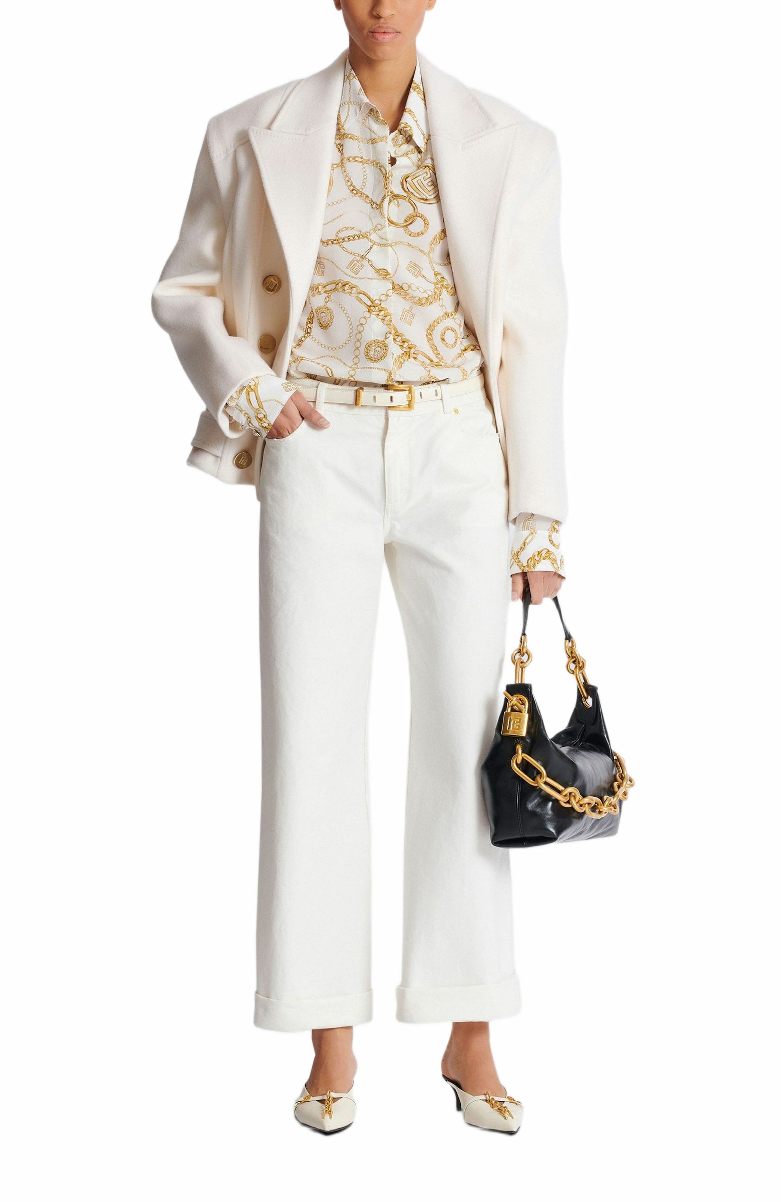 Balmain Plain denim straight-fit jeans in White at Nordstrom - 2