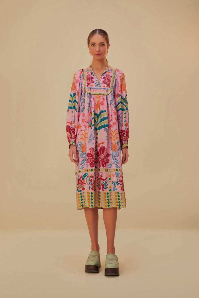 Pink Fruits Queen Scarf Midi Dress 1