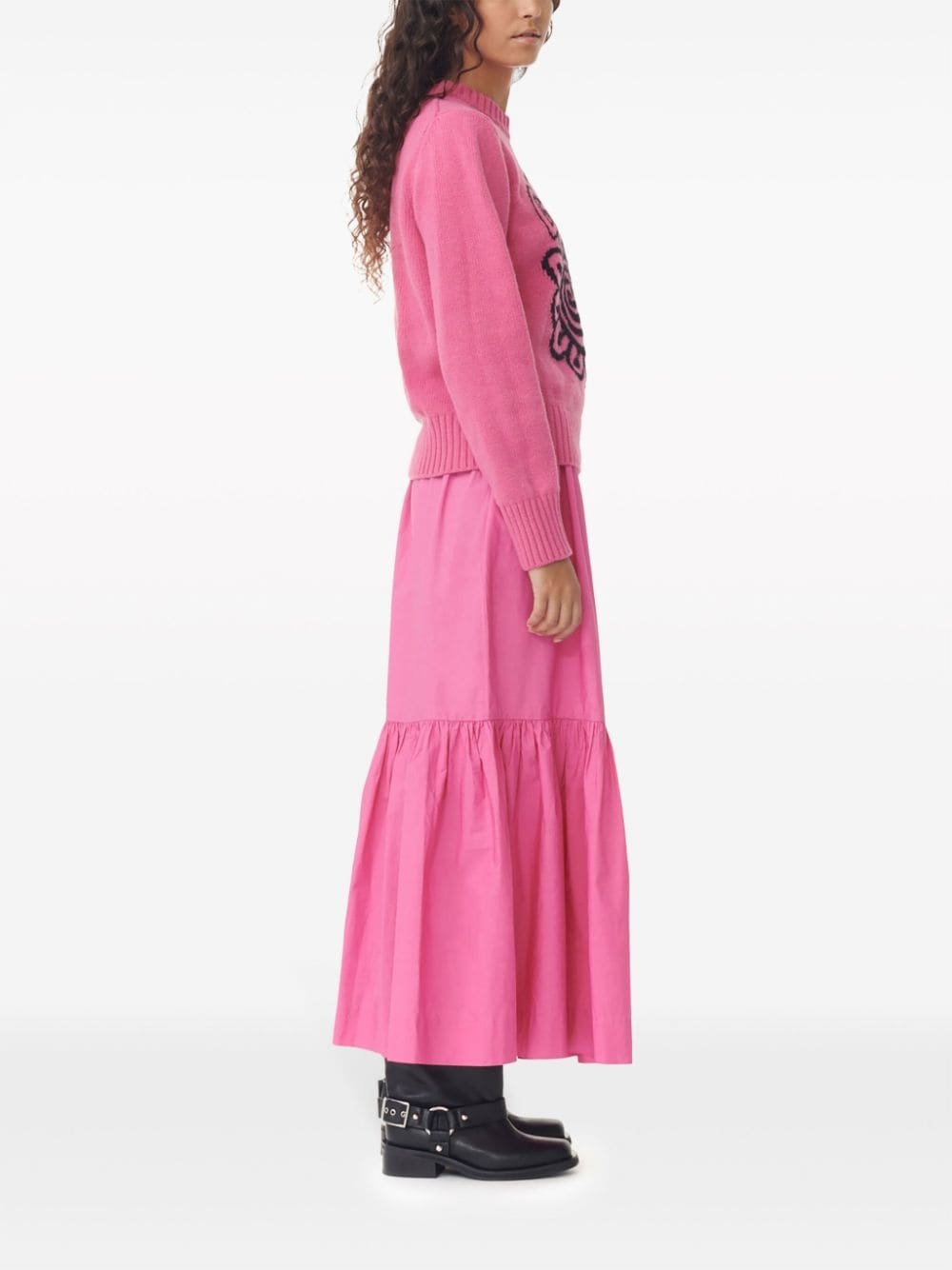 ruffled organic-cotton midi skirt - 3