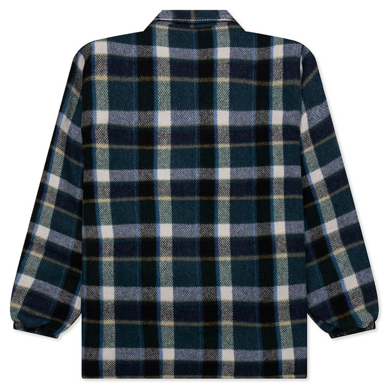 South2 West8 WOOL MELTON PLAID COACH JACKET - GREEN outlook