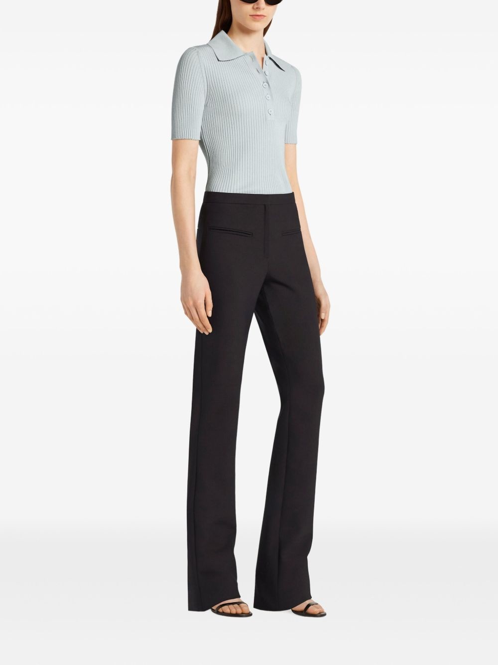 ribbed short-sleeve polo top - 3