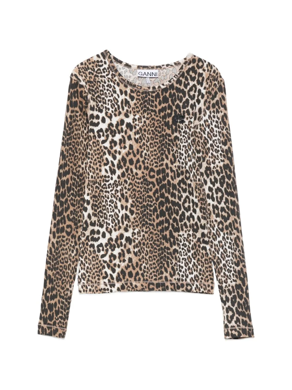 ribbed leopard-print T-shirt - 1