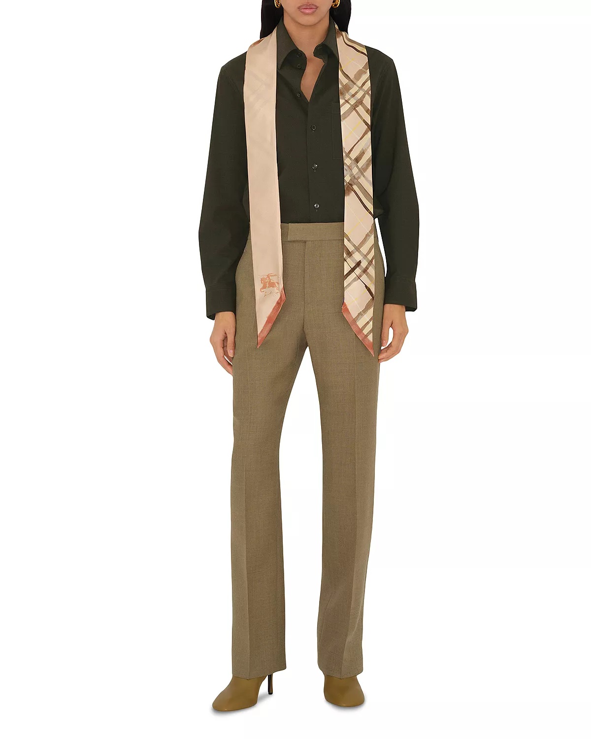 Skinny Reversible Check Silk Scarf - 2