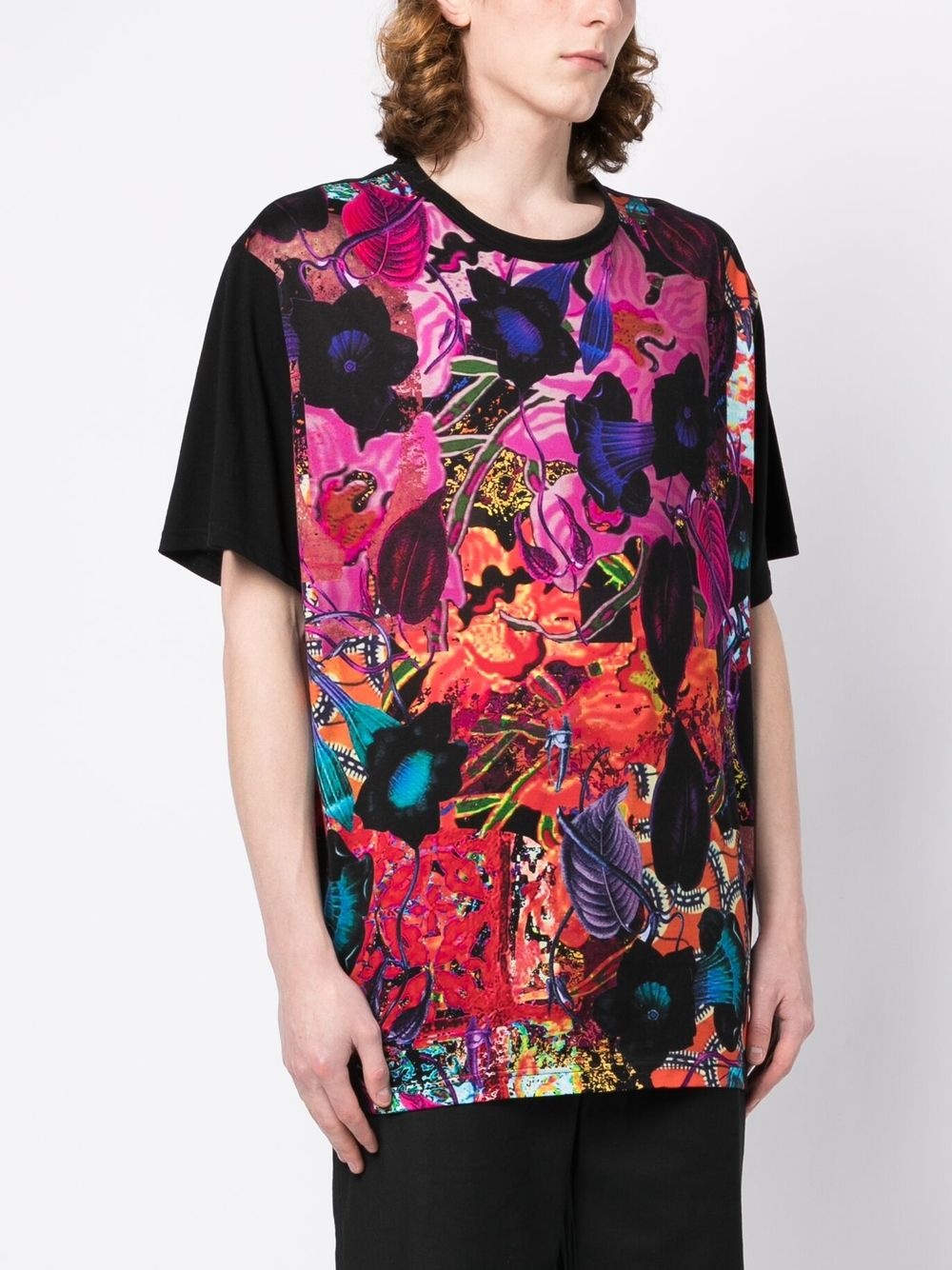 patchwork-design cotton T-shirt - 3