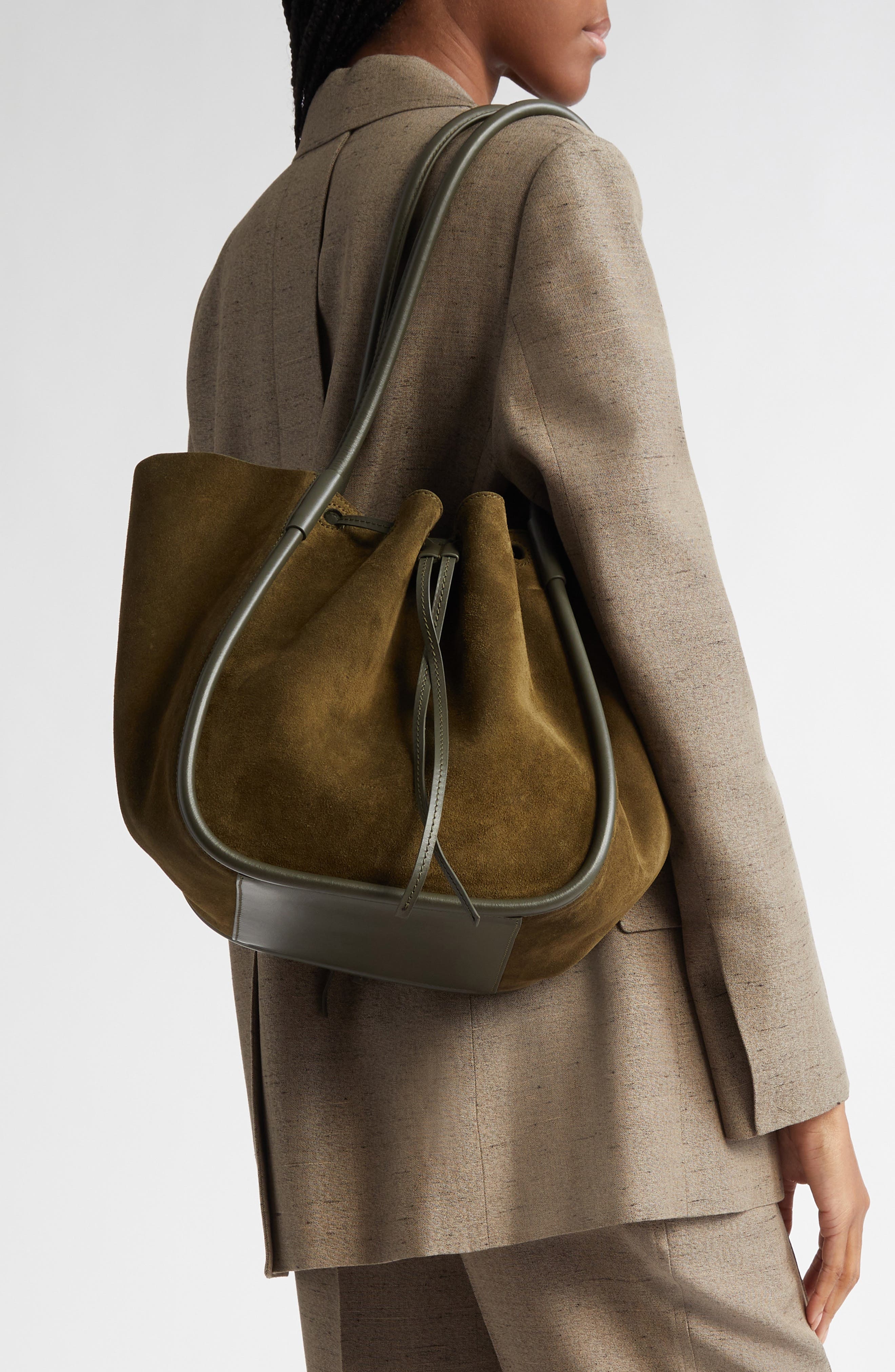 Proenza Schouler Large Ruched Suede Tote in Olive at Nordstrom - 2
