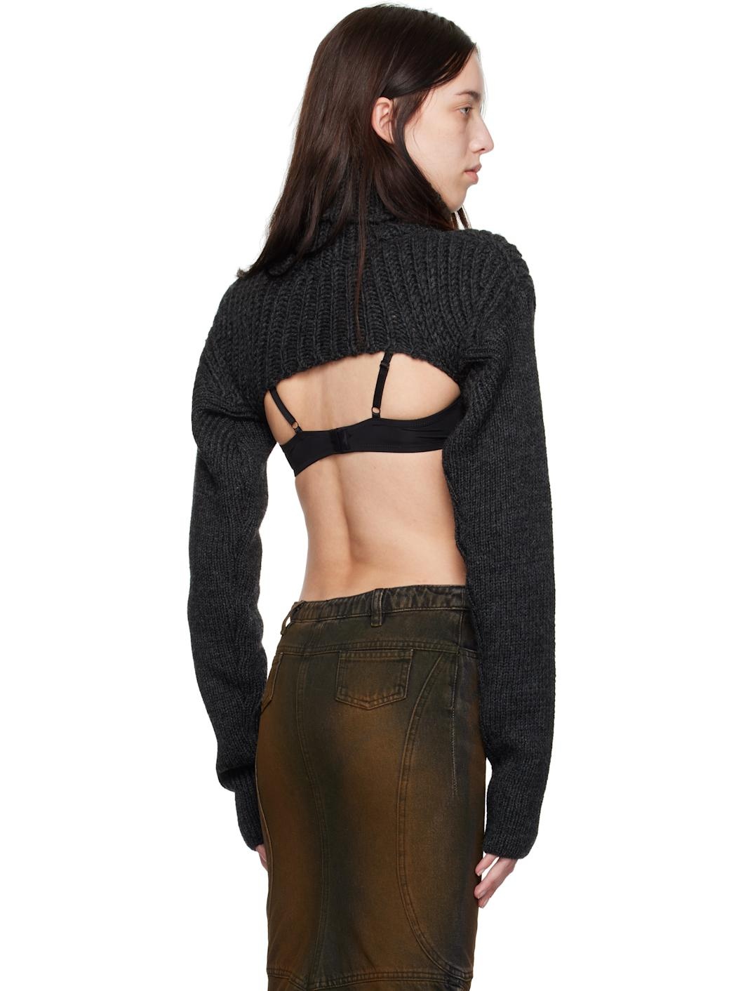 Acne Studios Gray Cropped High Neck Knit Turtleneck ssense REVERSIBLE