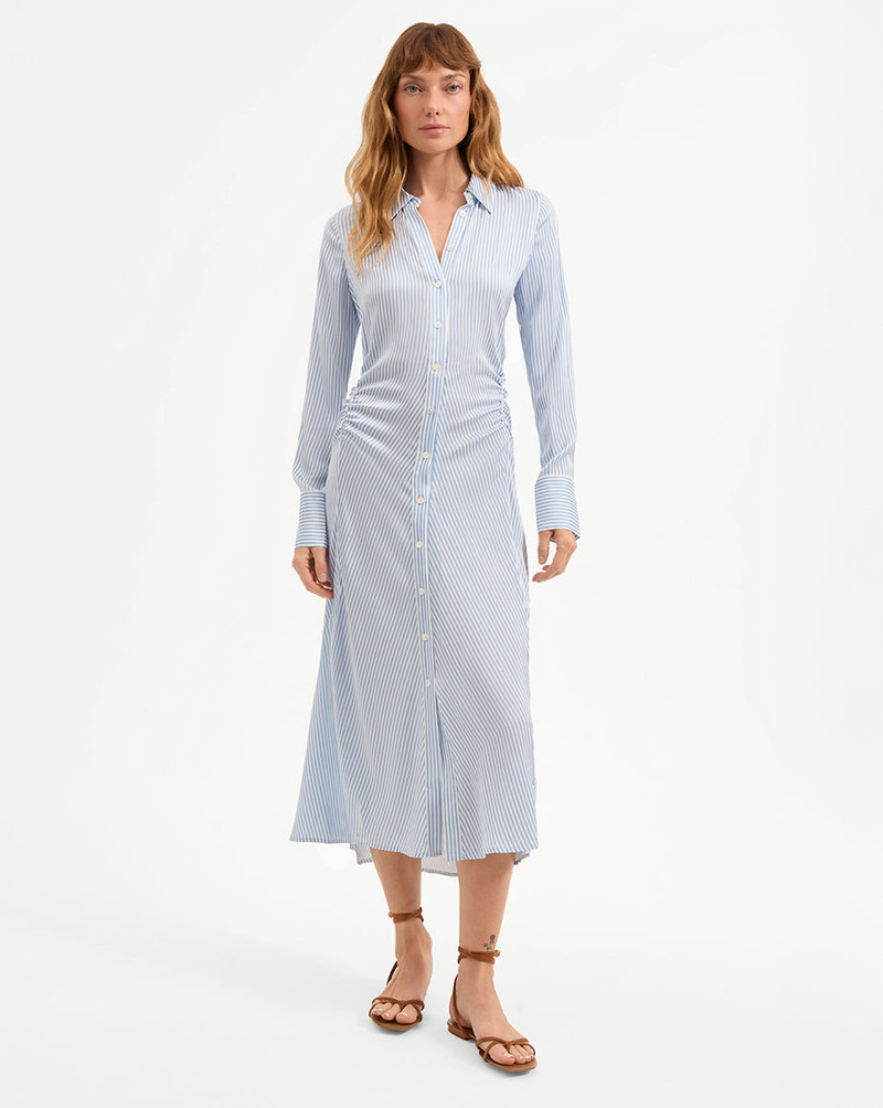 VERONICA BEARD LEX SILK MIDI SHIRTDRESS outlook