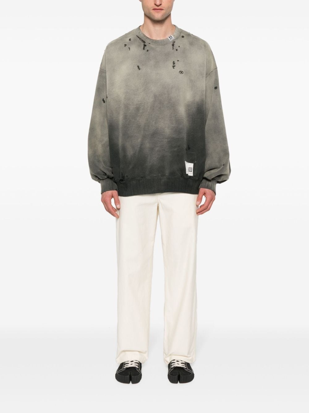 faded-effect distressed cotton sweatshirt - 2