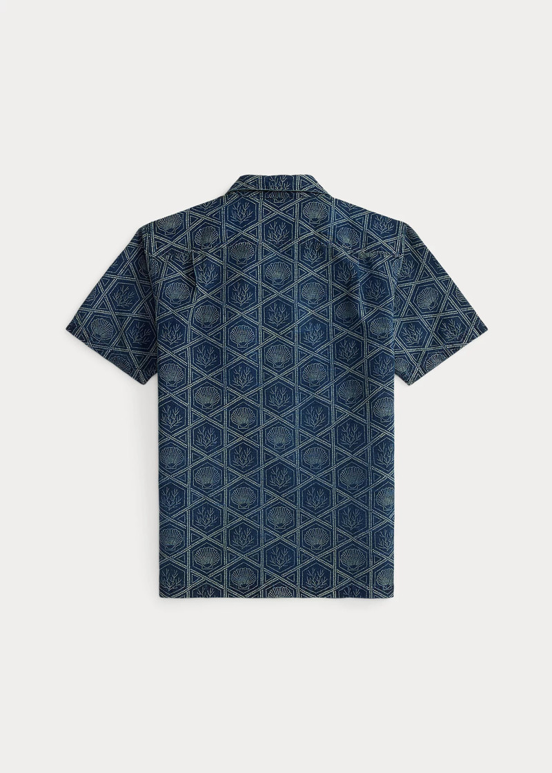 RRL by Ralph Lauren Indigo Shell-Print Linen-Cotton Shirt outlook