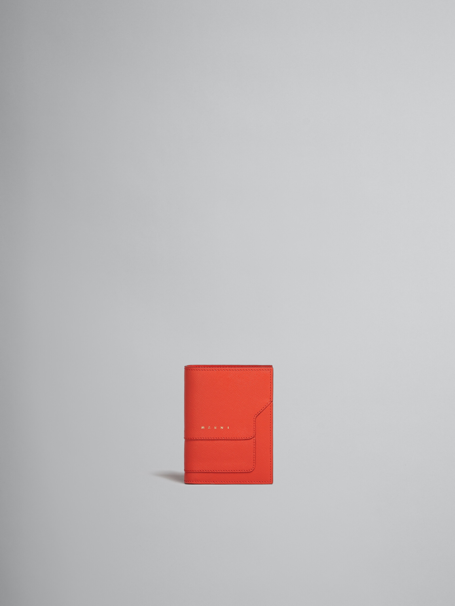 ORANGE SAFFIANO LEATHER BI-FOLD WALLET - 1