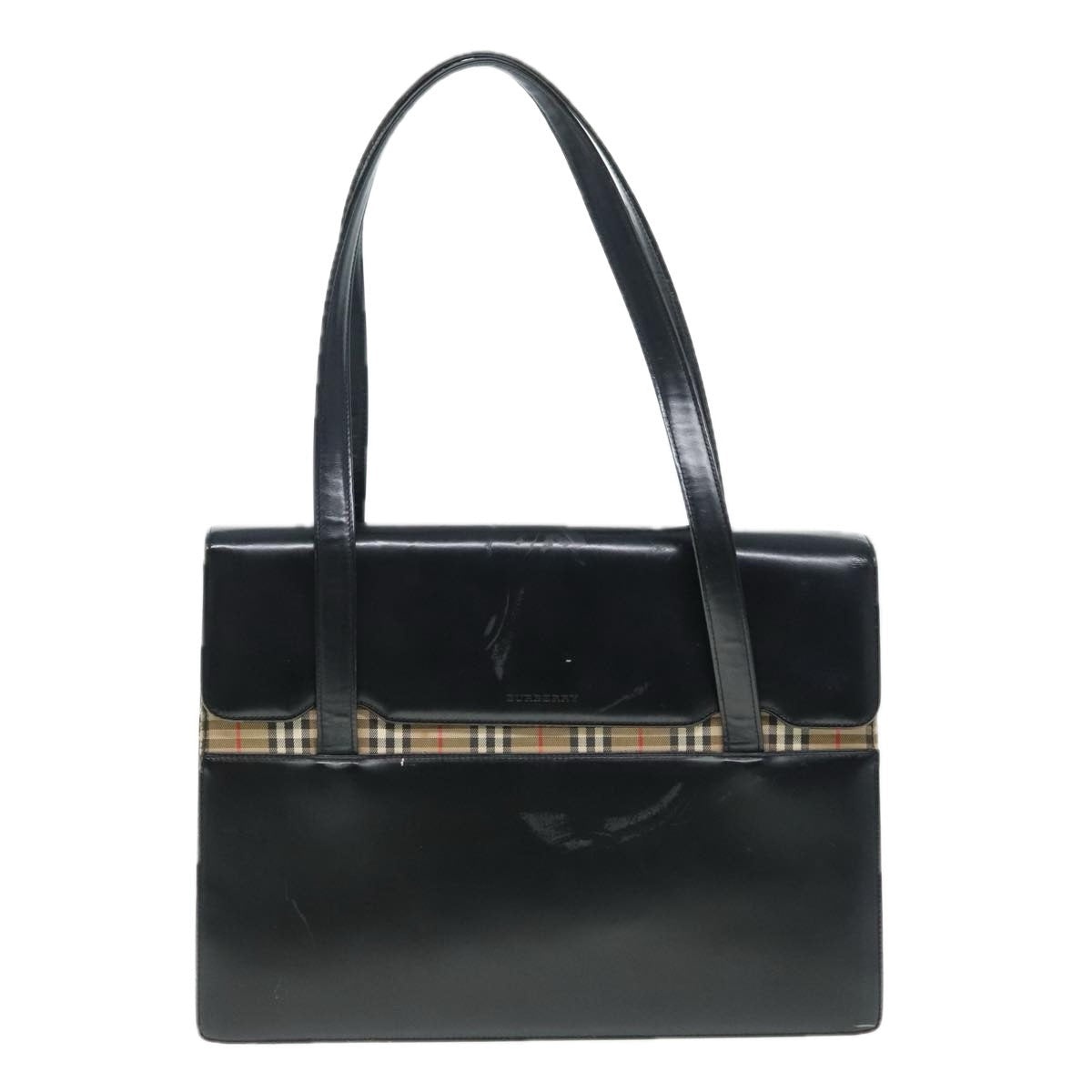 Burberry Shoulder Bag Leather Black Silver - 13