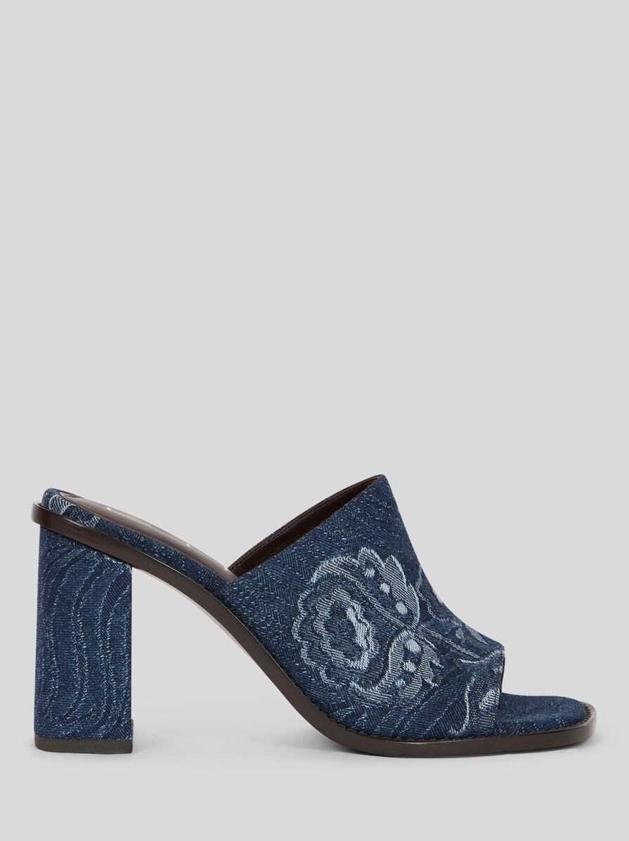 JACQUARD DENIM MULES - 1