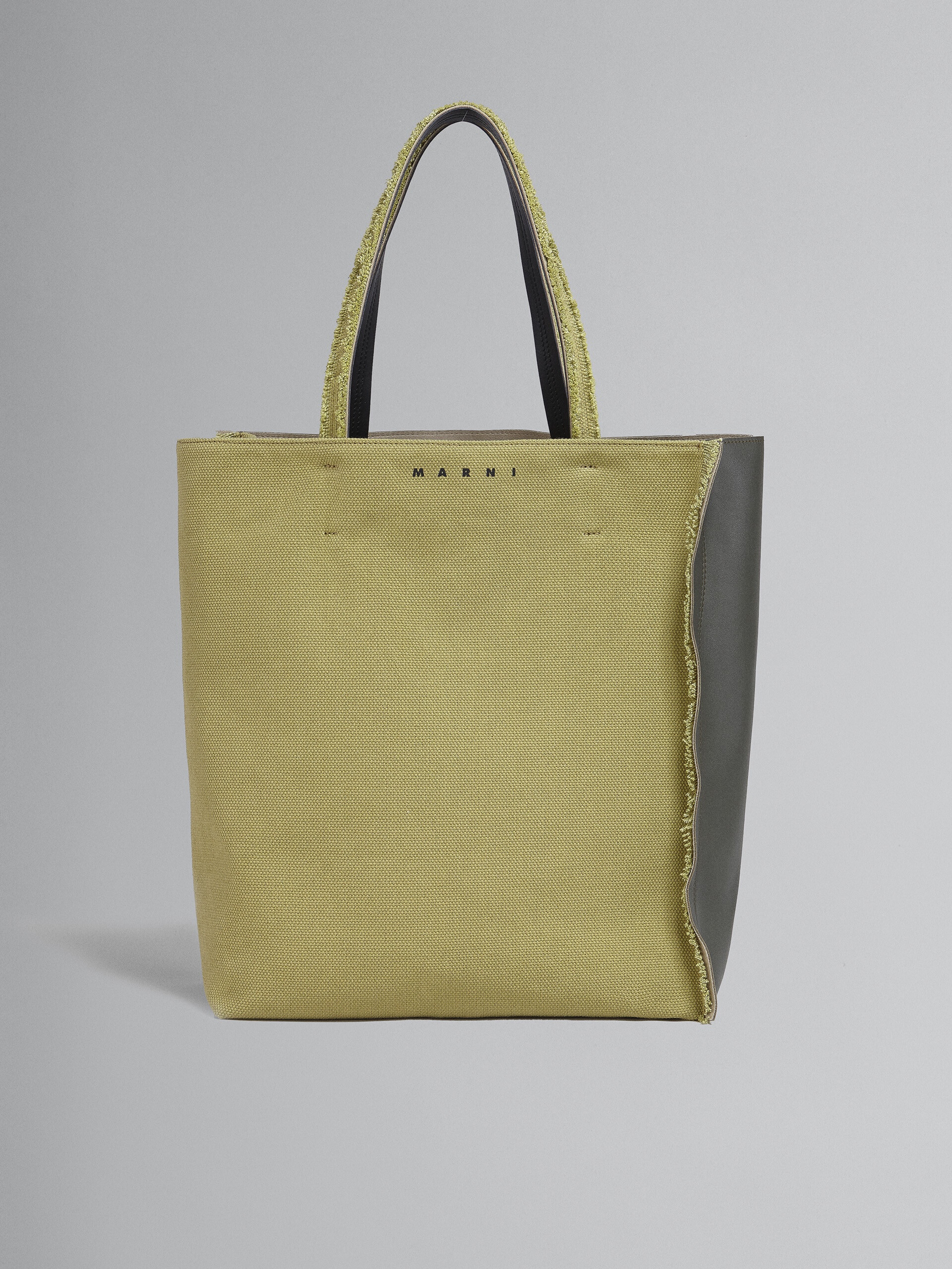 MUSEO SOFT LARGE BAG IN GREEN LEATHER AND CANVAS - 1
