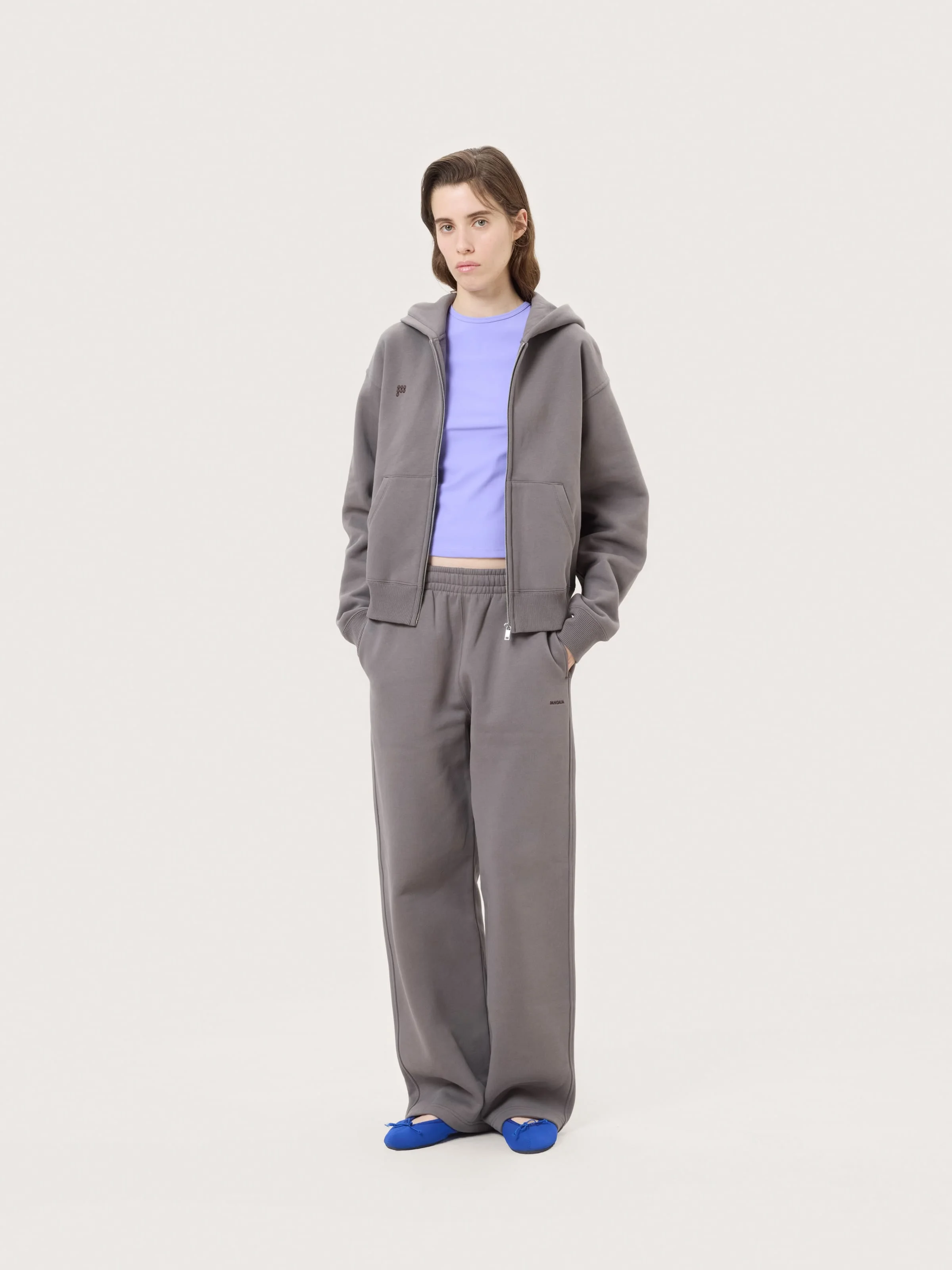 Womens Heavyweight Straight Leg Track Pants - Slate Escape - 1