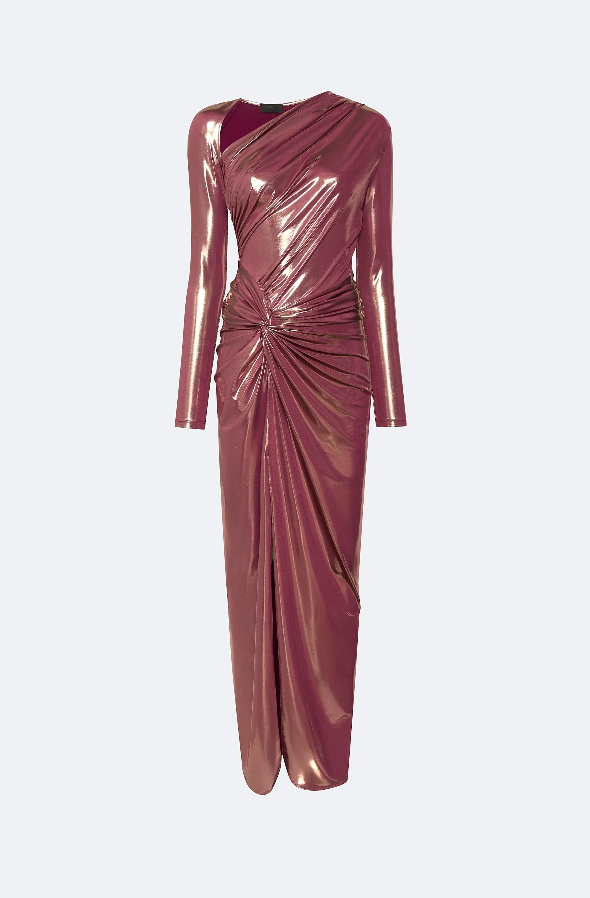Coated Jersey Asymmetric Draped Sarong Dress - 1