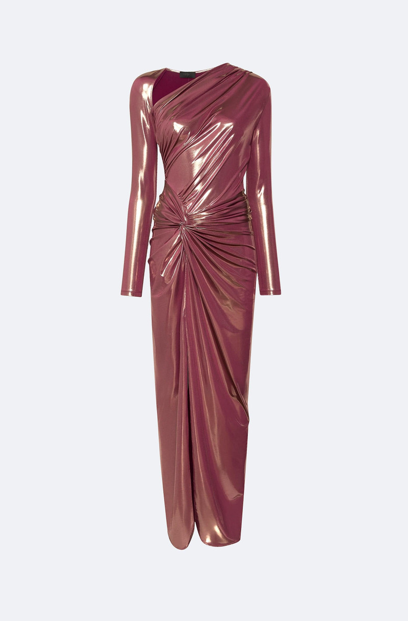 Coated Jersey Asymmetric Draped Sarong Dress 1