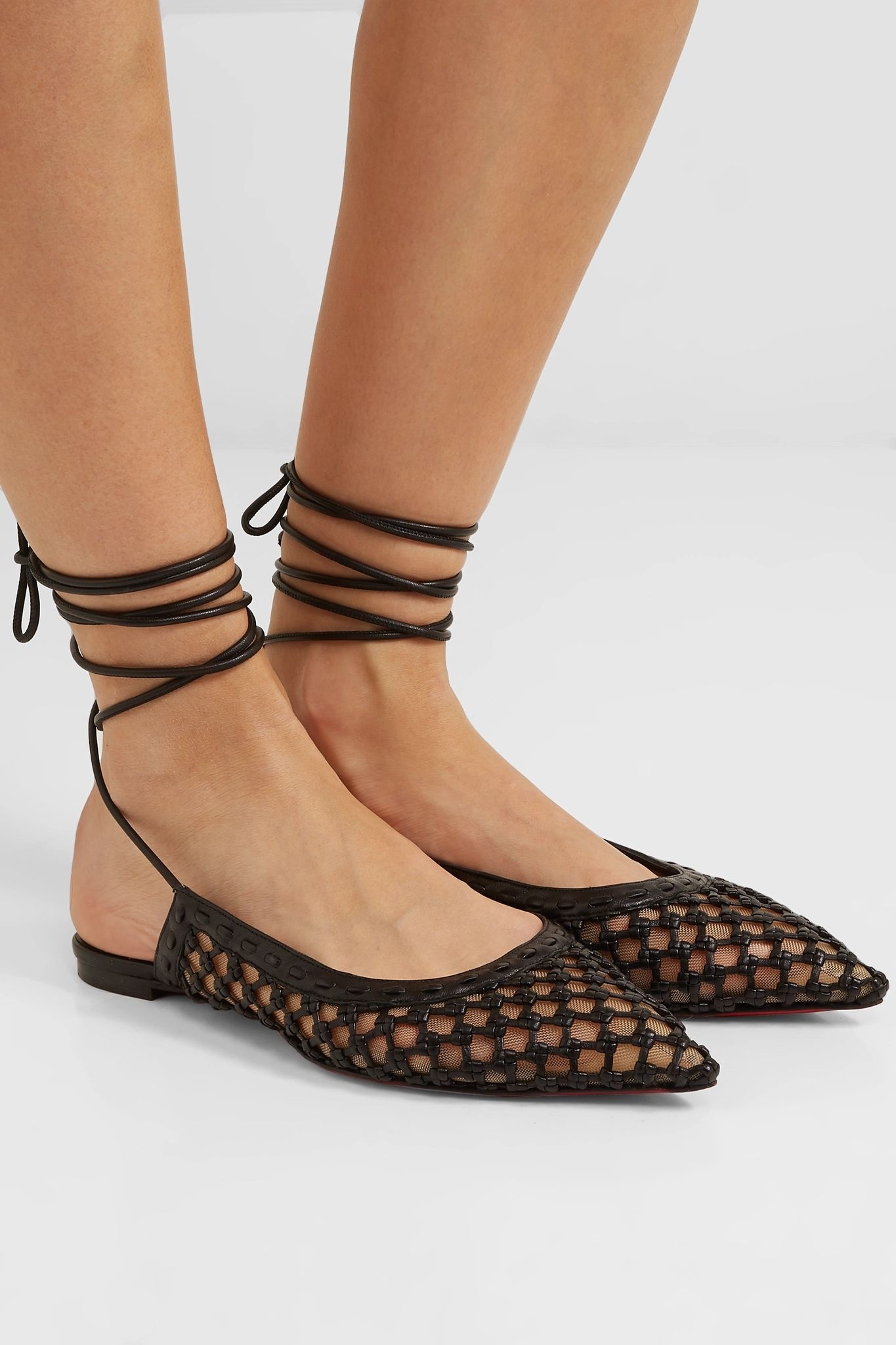 Cage and Curry woven leather and mesh point-toe flats  - 2