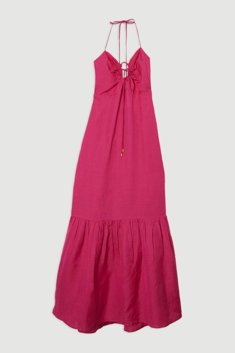 Petite Viscose Linen Woven Maxi Beach Dress 4