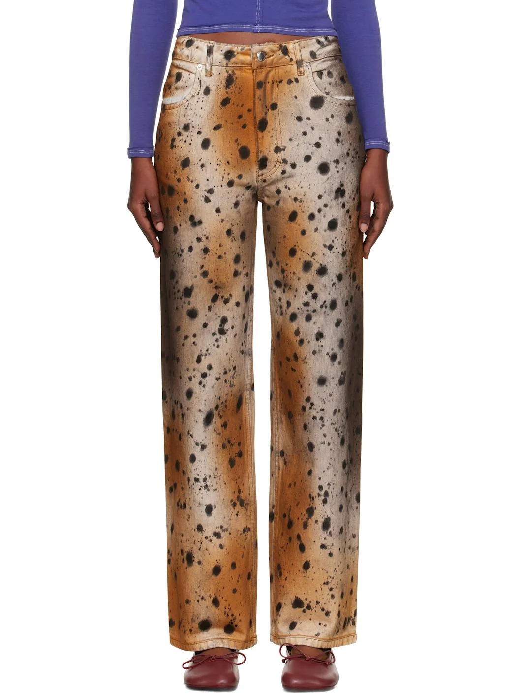 Tan & Beige Wide Leg Jeans - 1