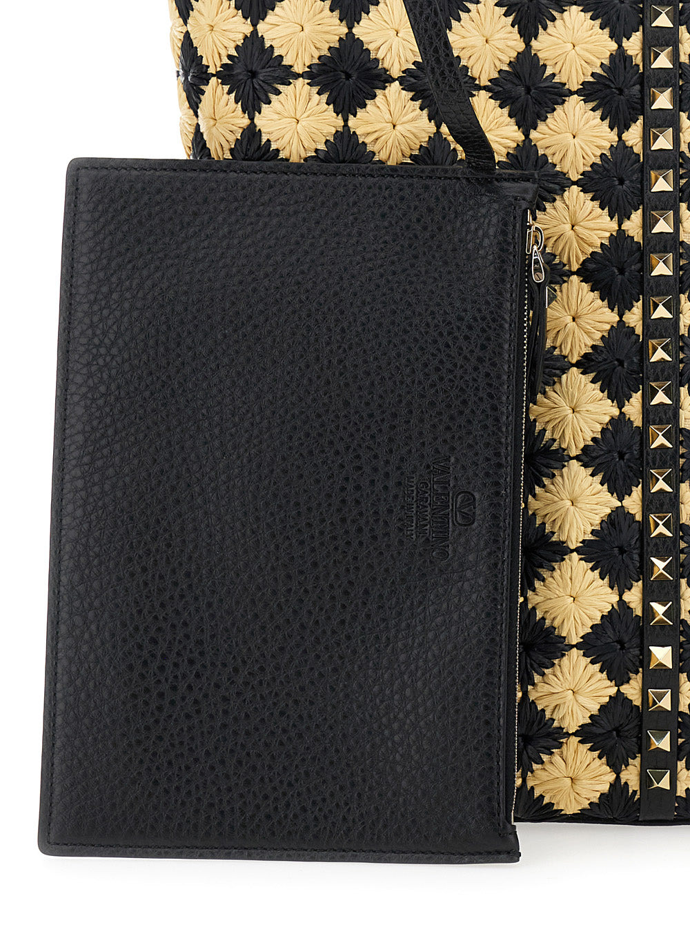 Valentino Garavani Women Beige Shopper With All-Over Diamond Pattern And Applied Rockstud Studs In S - 6