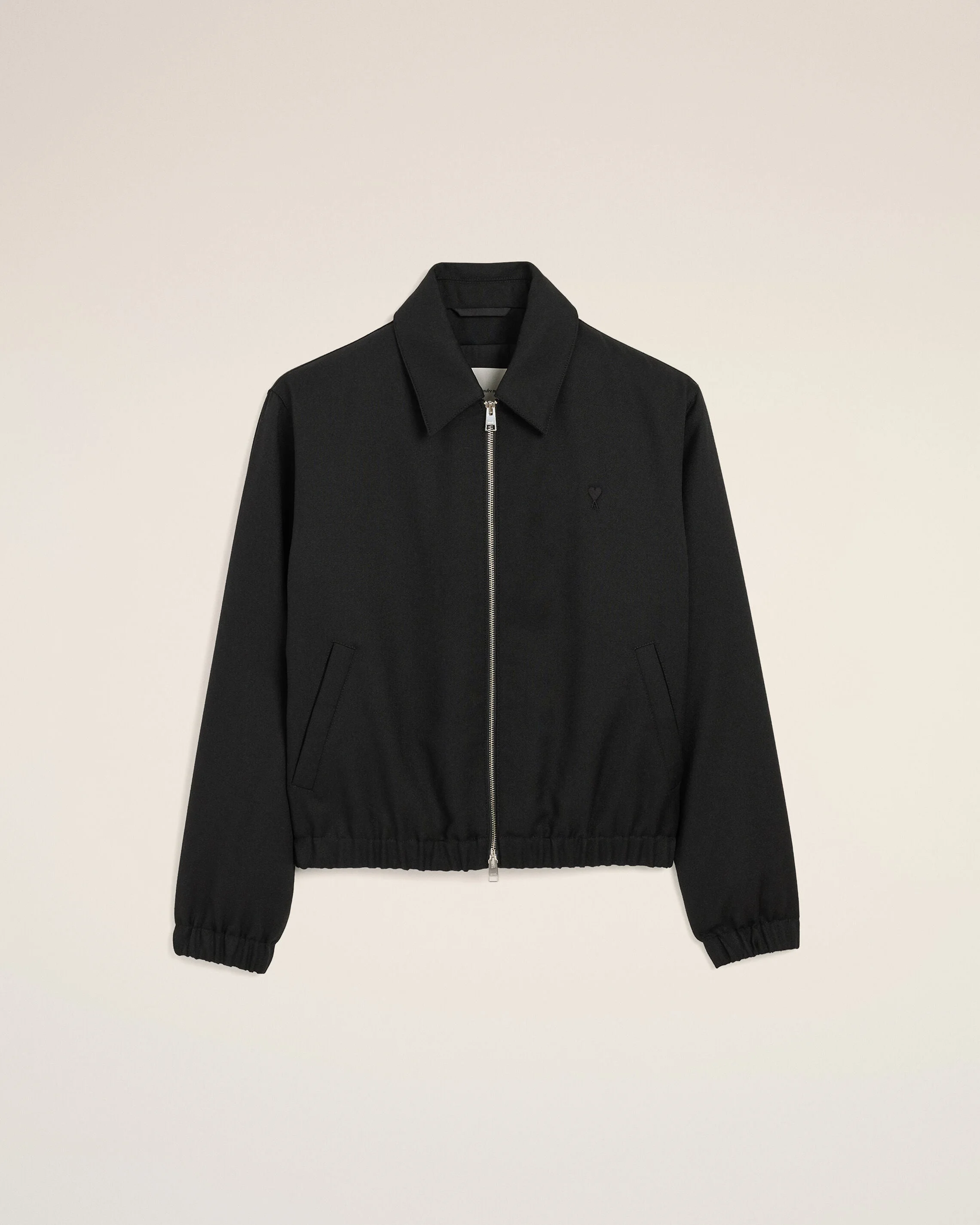 BLACK WOOL PADDED JACKET WITH AMI DE COEUR - 1
