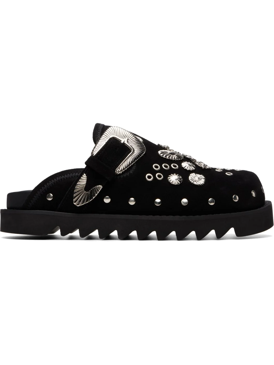 SSENSE Exclusive Black Eyelet Metal Sabot Slip-on Loafers - 1