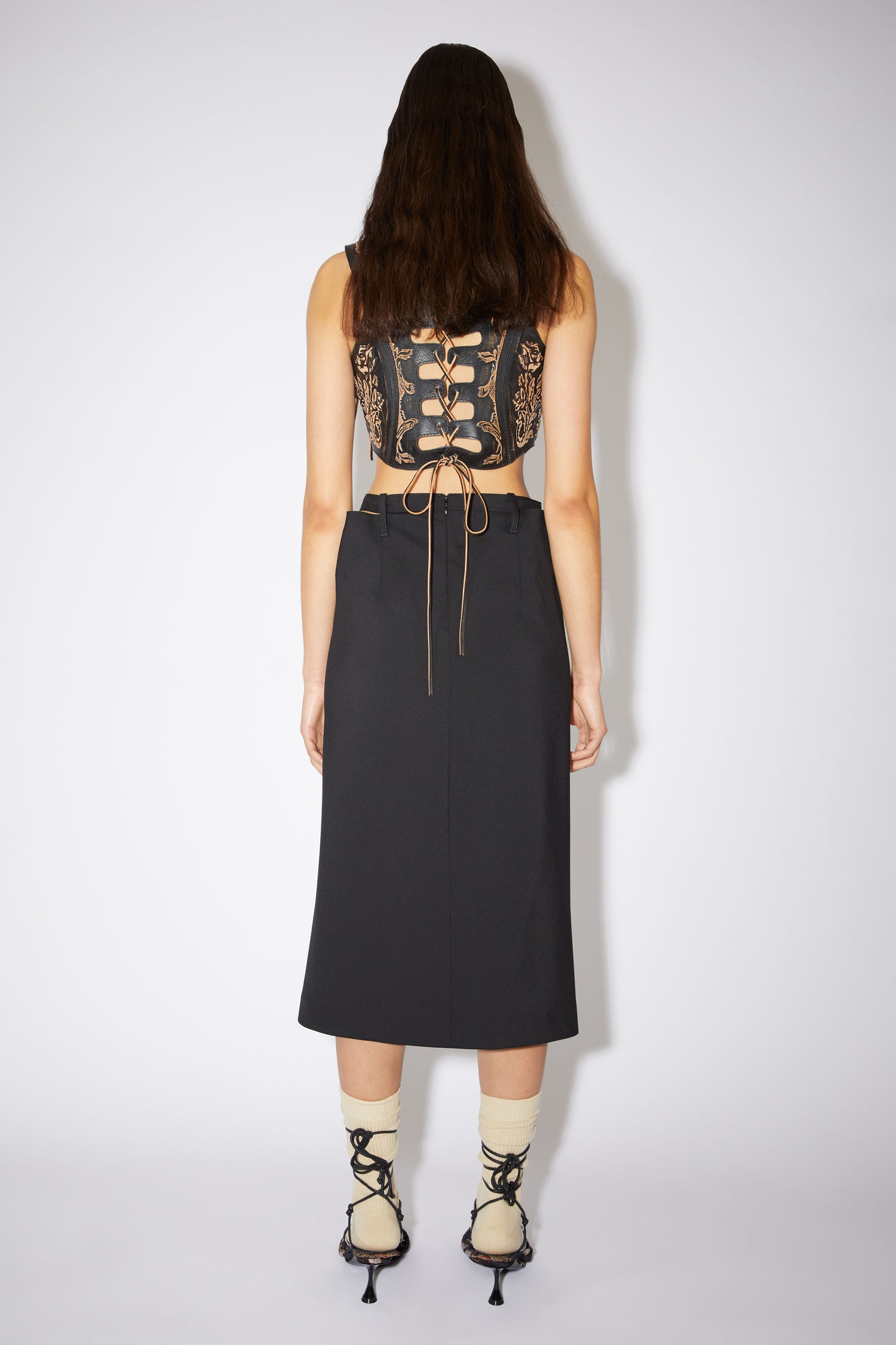 Belted wrap skirt - Black - 3