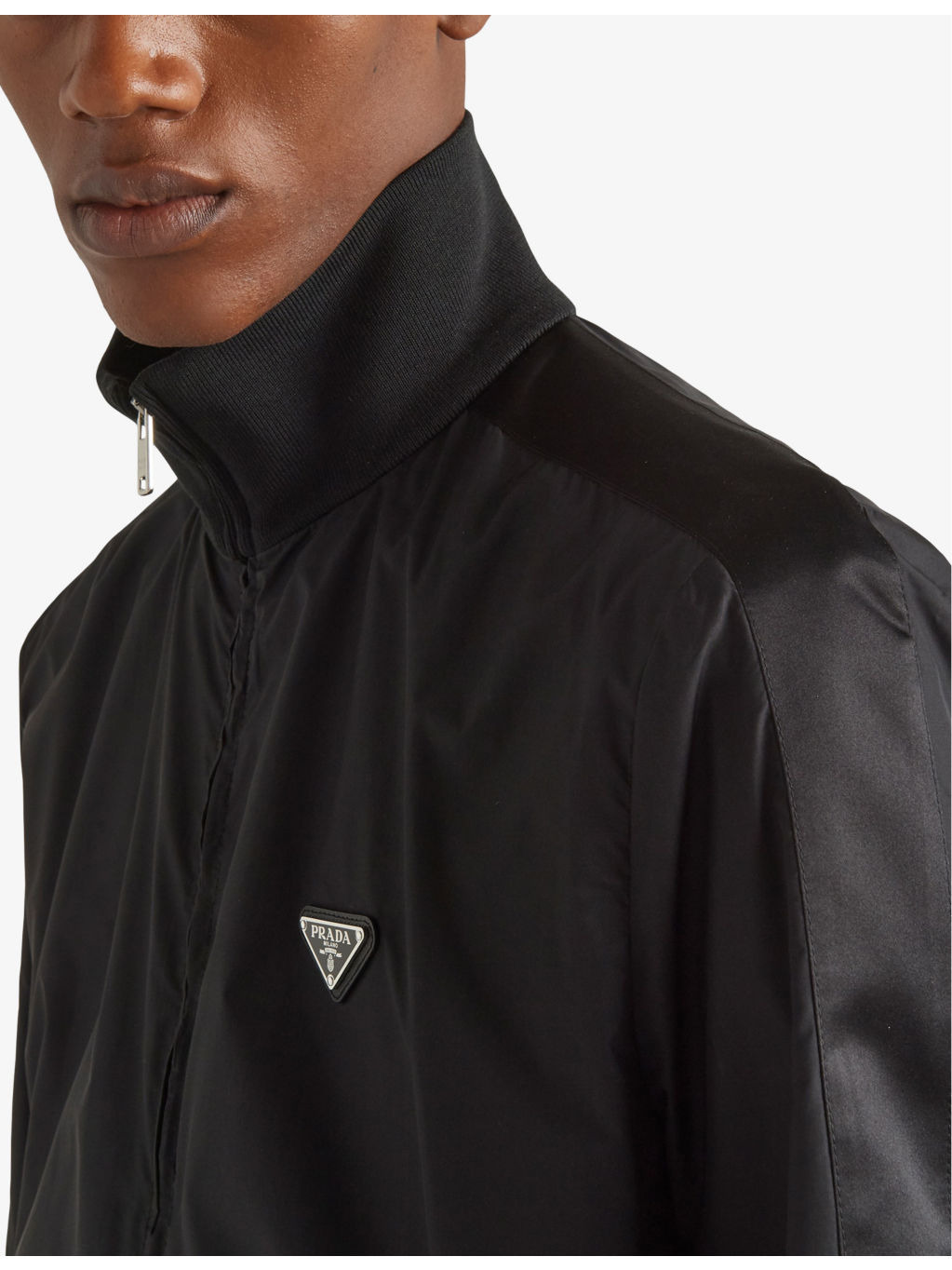 Brand-patch spread-collar silk-blend jacket - 5