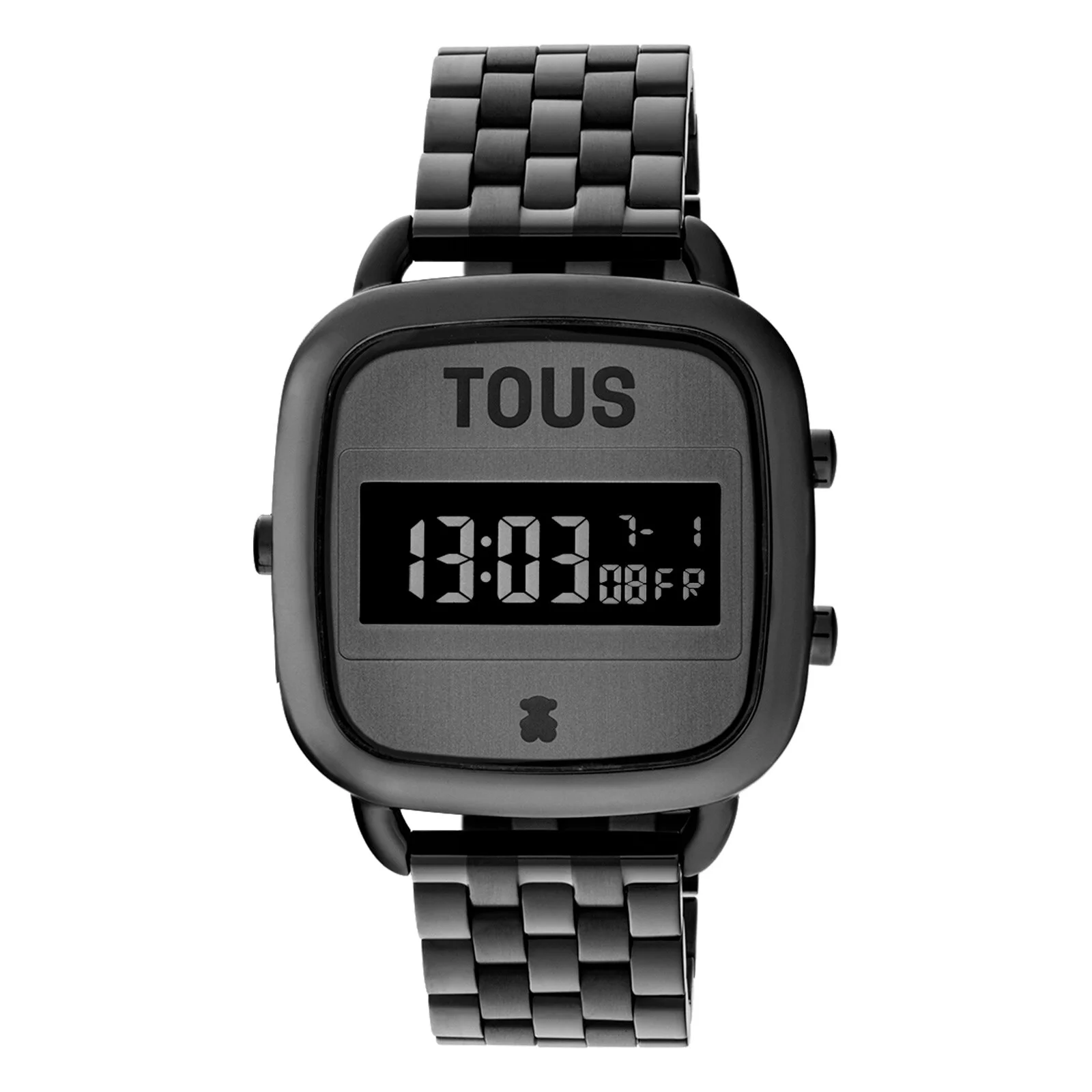 D-Logo Digital watch with black IP steel strap - 1